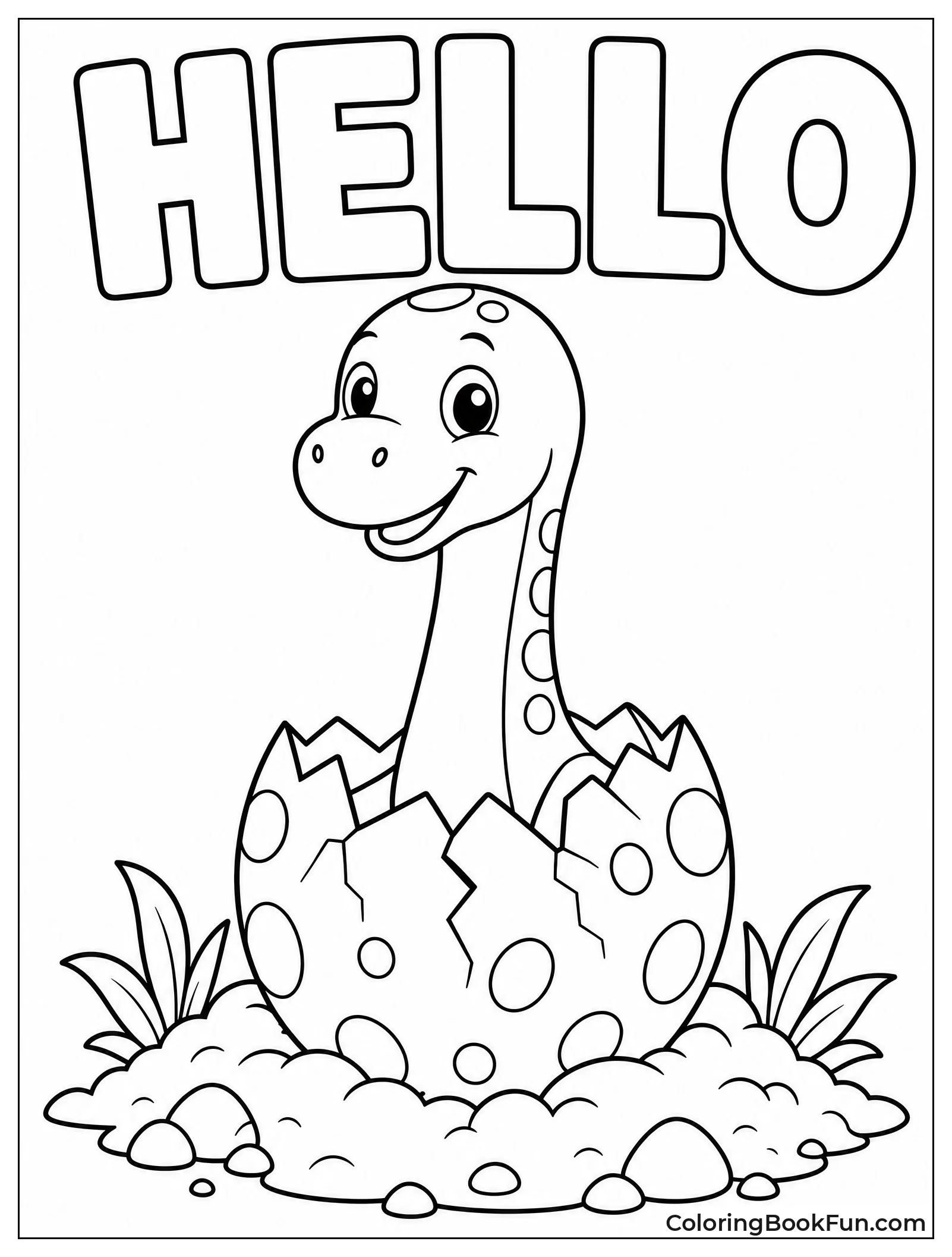 Baby Dinosaur Peeking from Egg