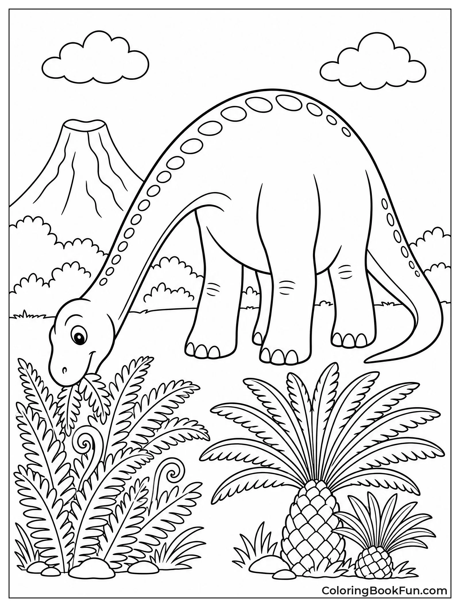 Brachiosaurus Bending Down for Ferns