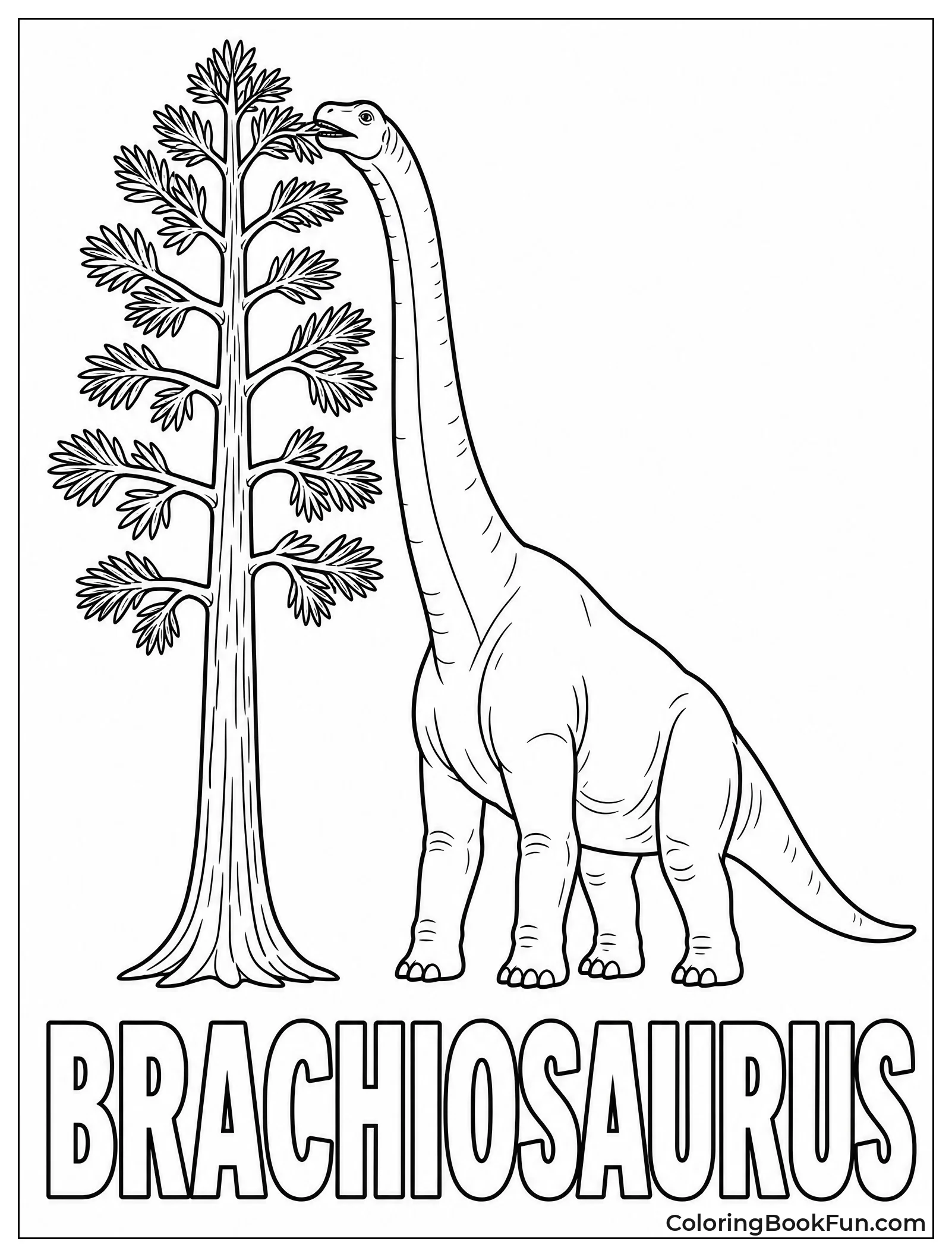 Brachiosaurus Grazing Tall Tree Leaves