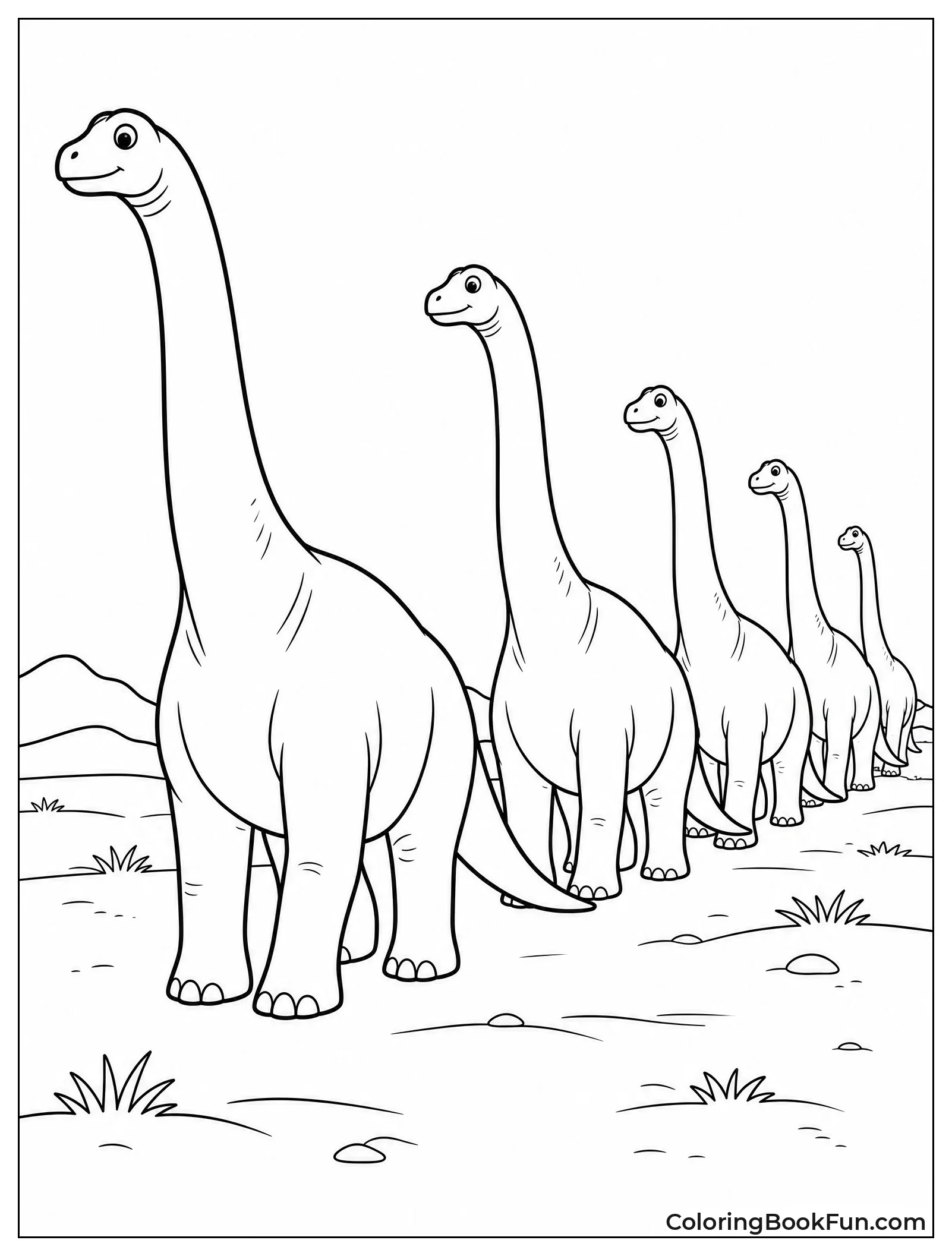 Line of Brachiosauruses on Plain