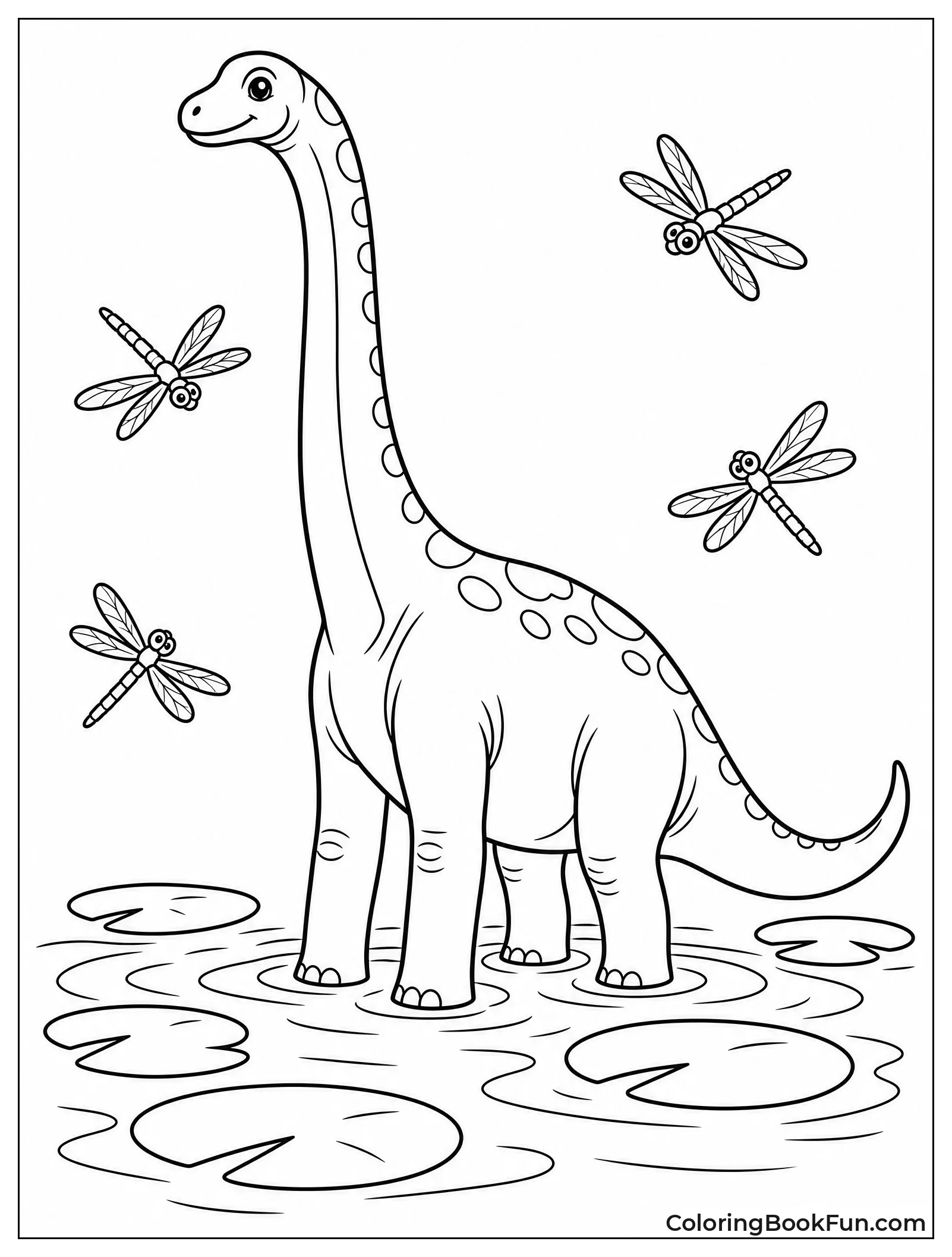 Brachiosaurus Wading through Swamp Water