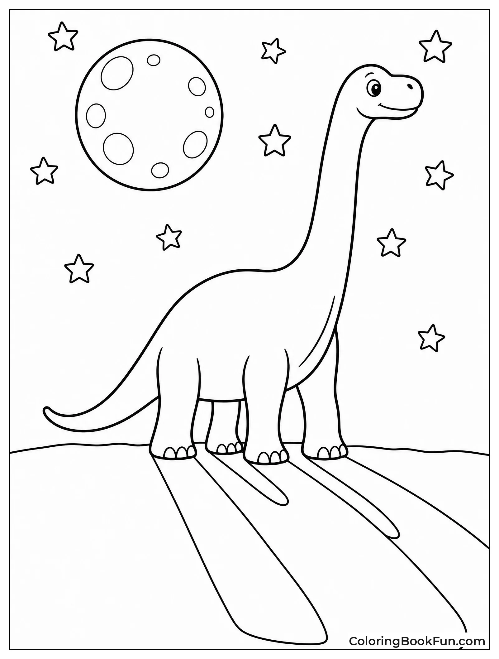 Brachiosaurus under Full Moonlight