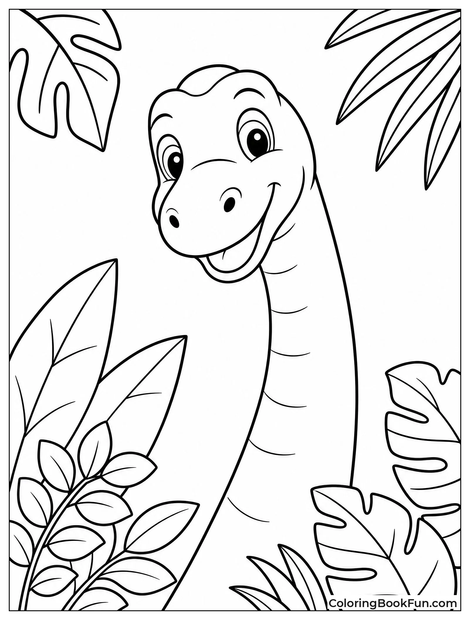 Brachiosaurus Face Peeking through Leaves