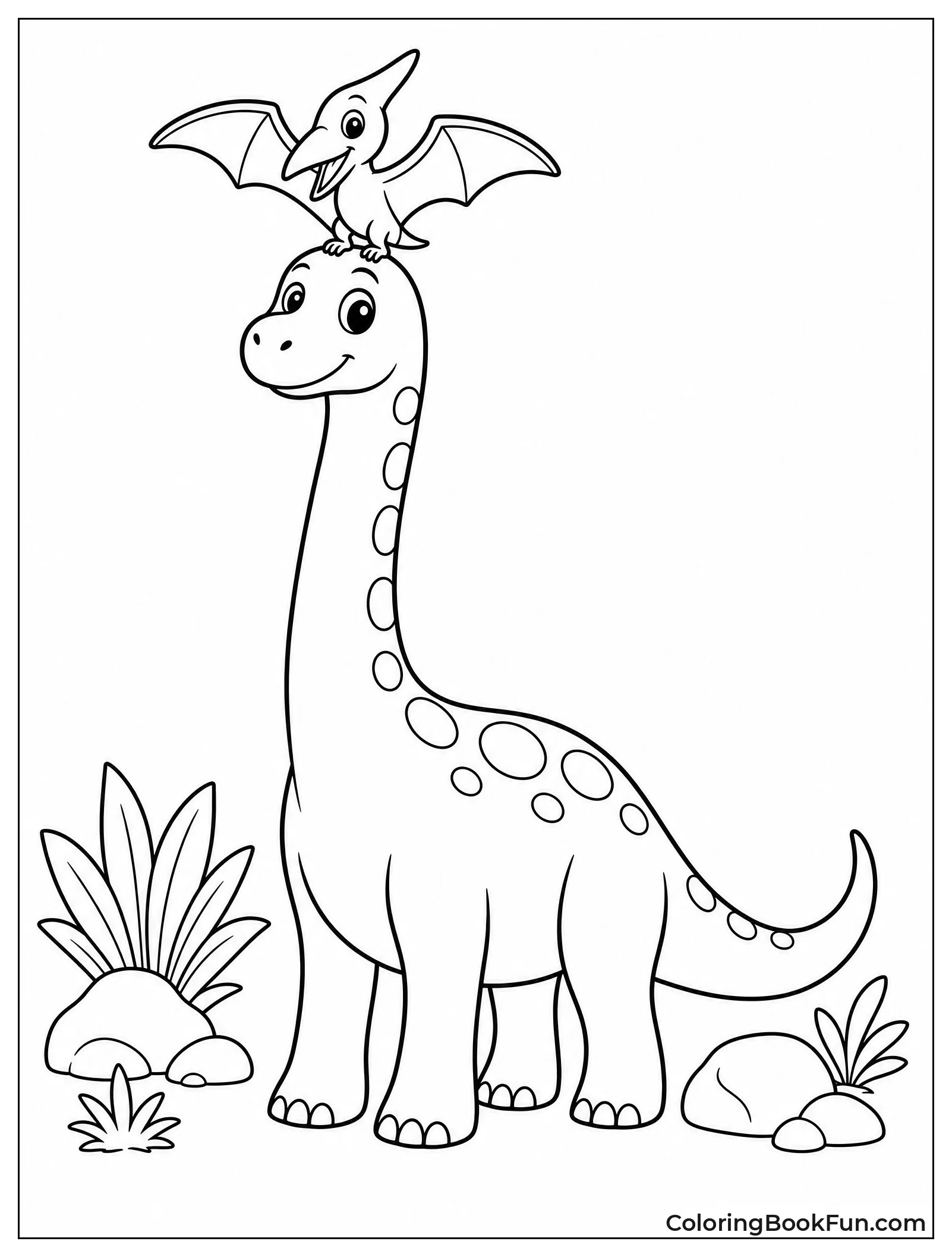 Pterodactyl Resting on Dinosaur Head
