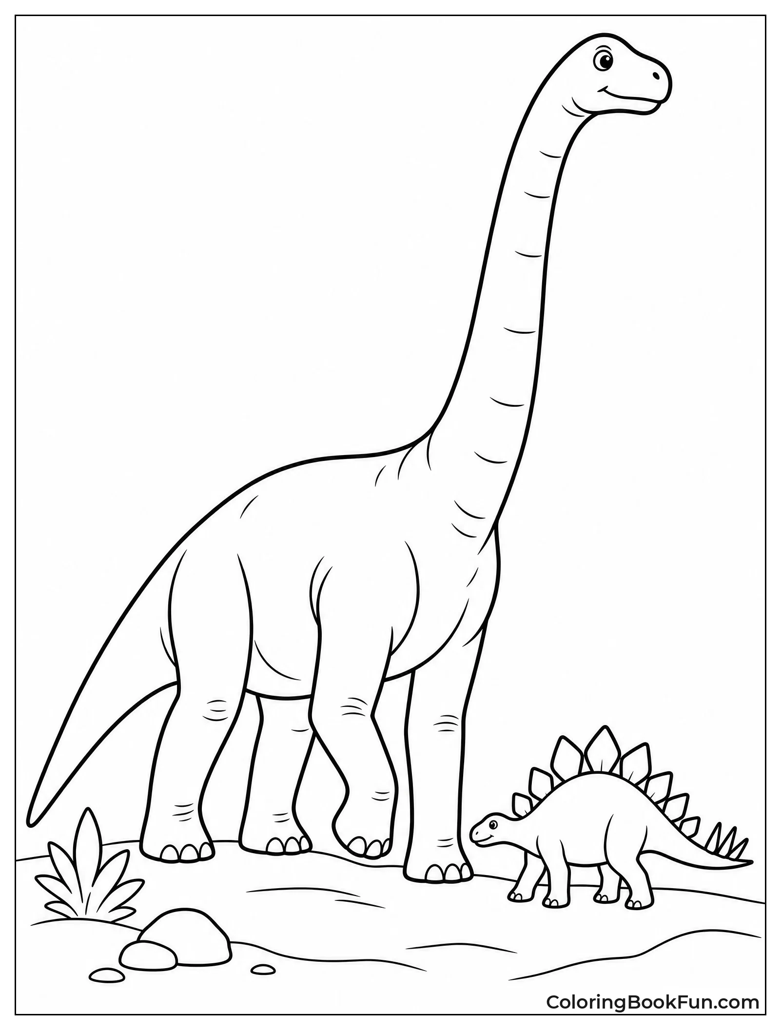 Brachiosaurus Walking past Stegosaurus
