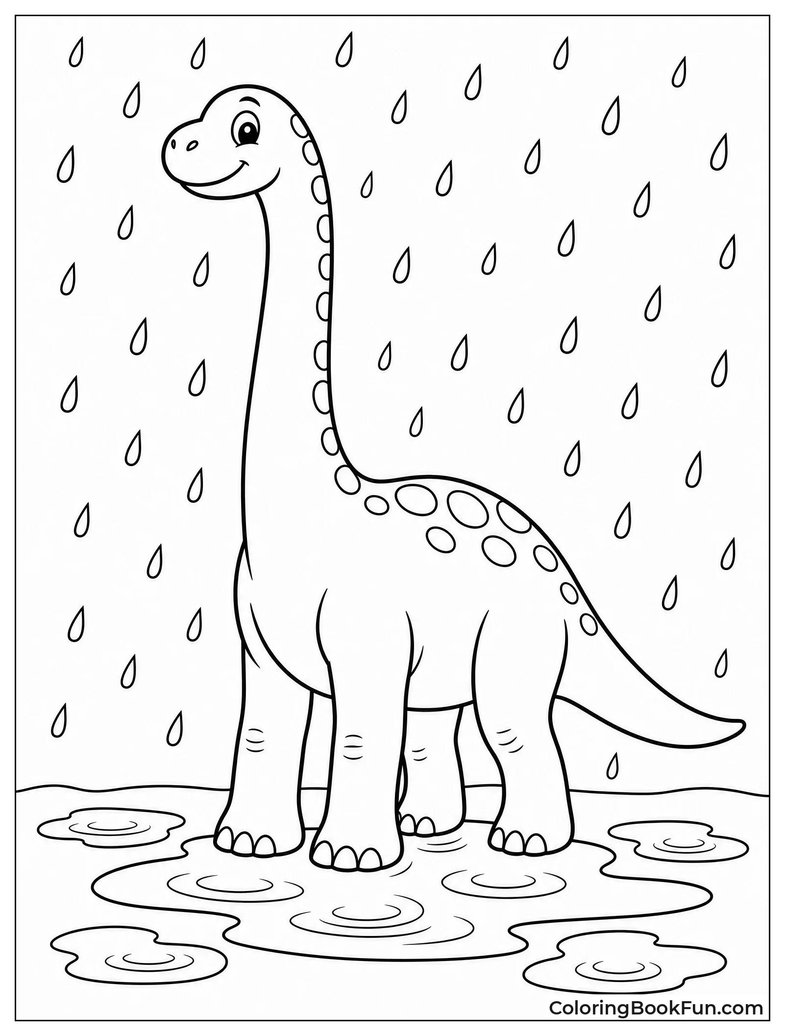 Brachiosaurus Standing in Heavy Rain