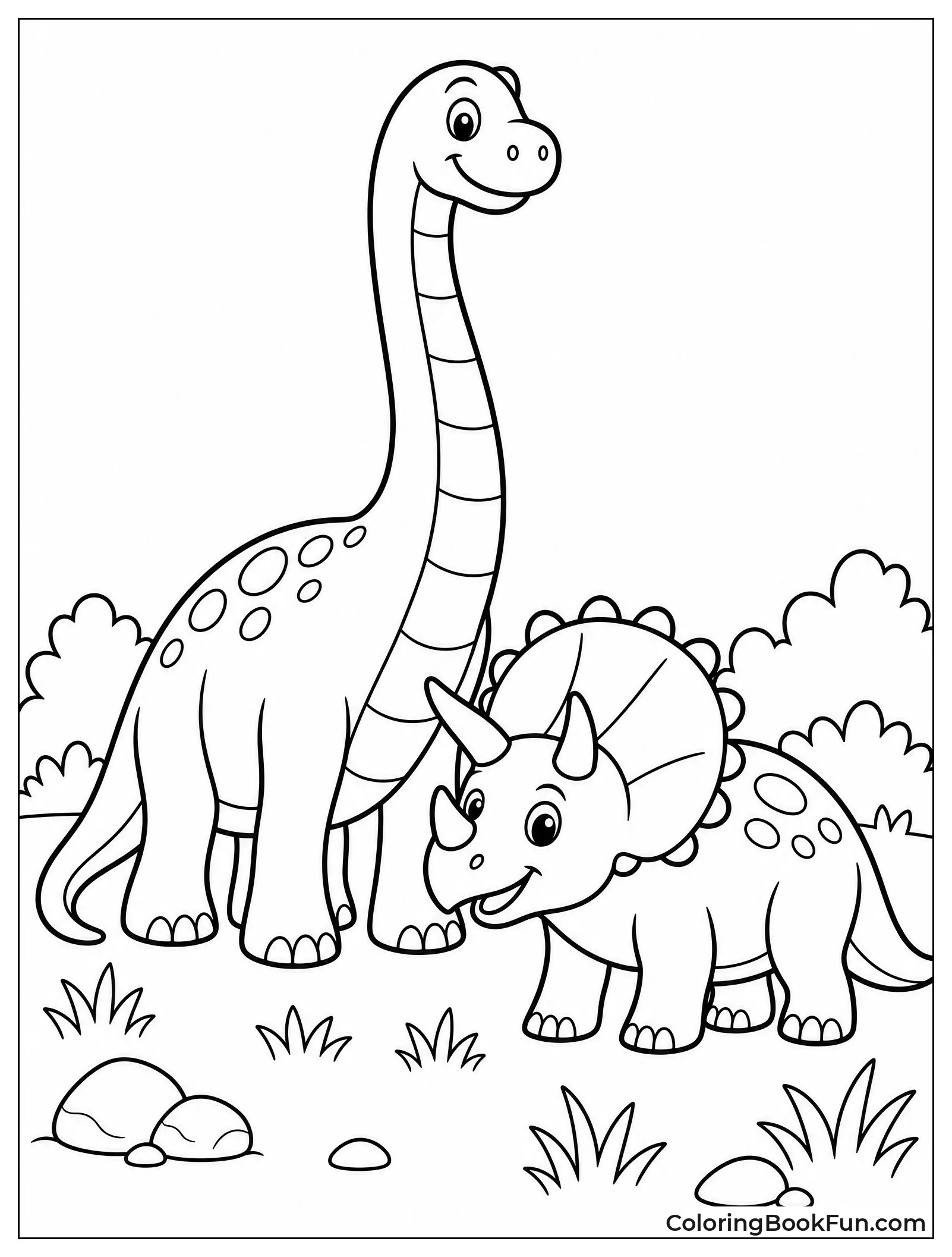 Brachiosaurus beside Triceratops Friend