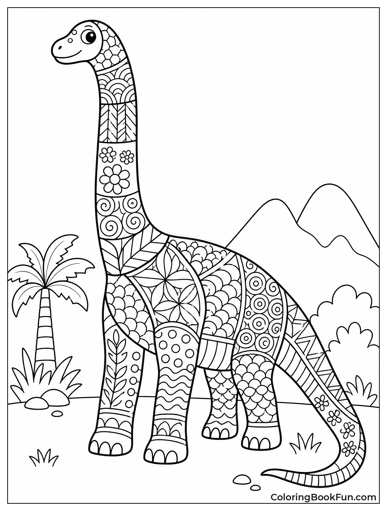 Dinosaur Covered in Zentangle Patterns