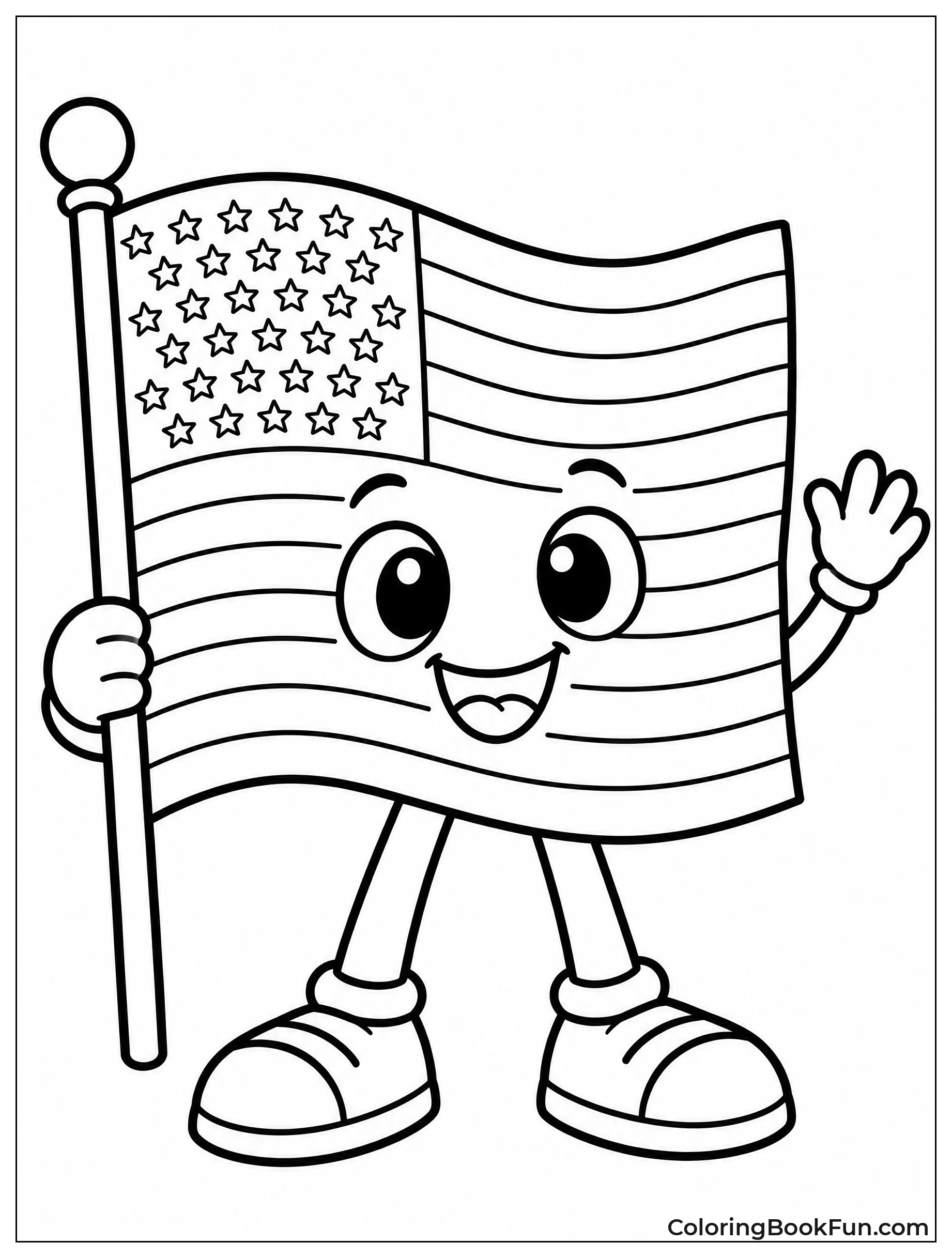 Smiling Cartoon Flag for Kids