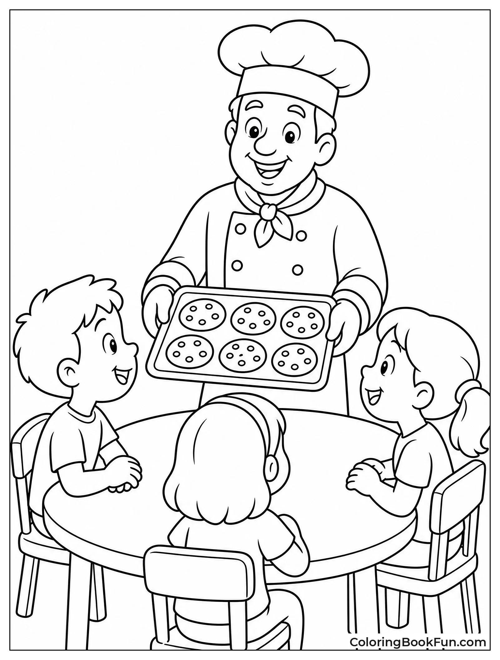 Chef Serving Cookies to Kids