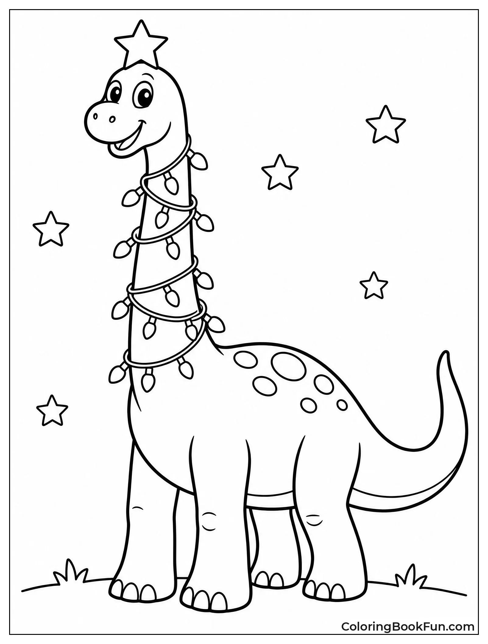 Festive Brachiosaurus Wrapped in Lights
