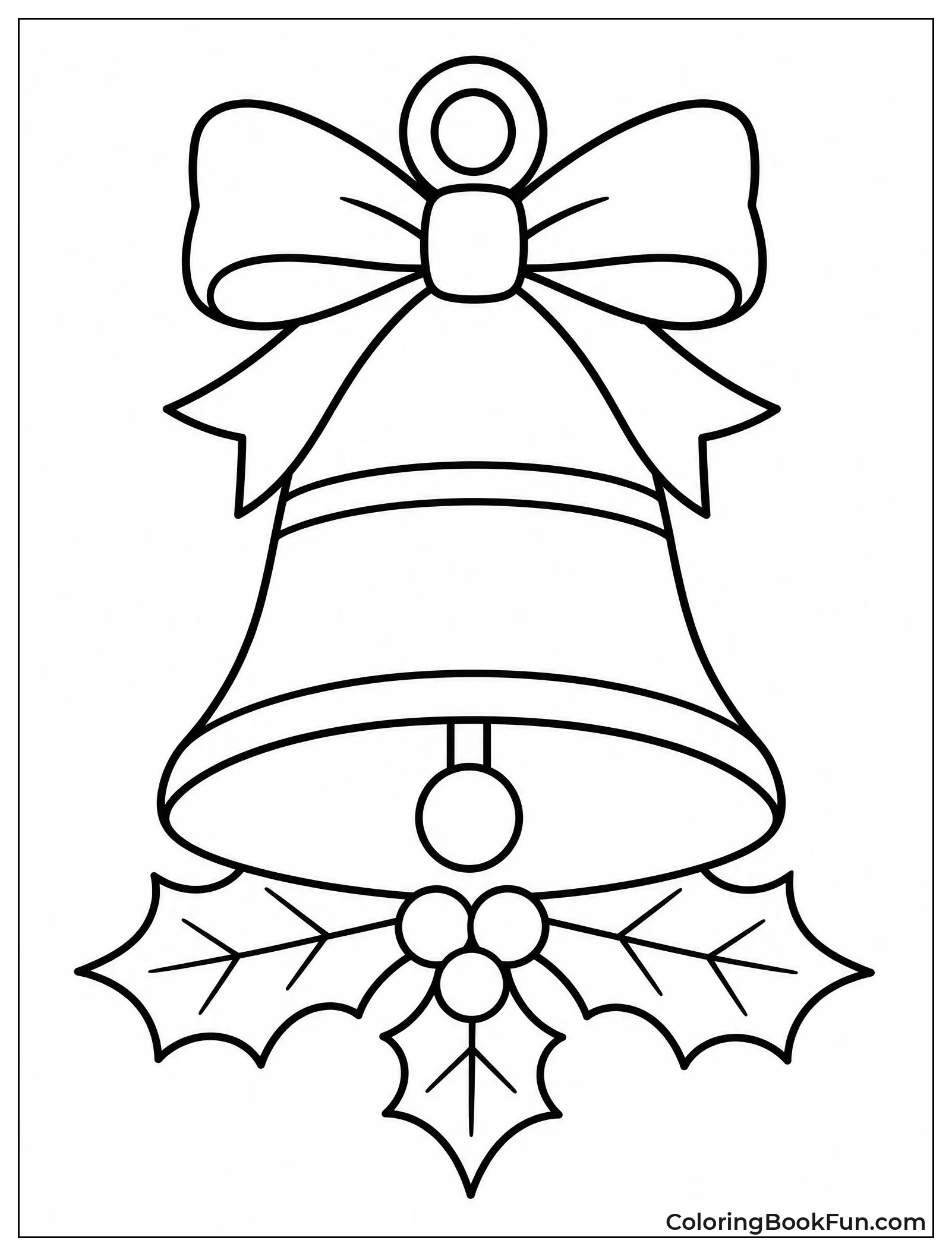 Festive Bell Ornament with Holly