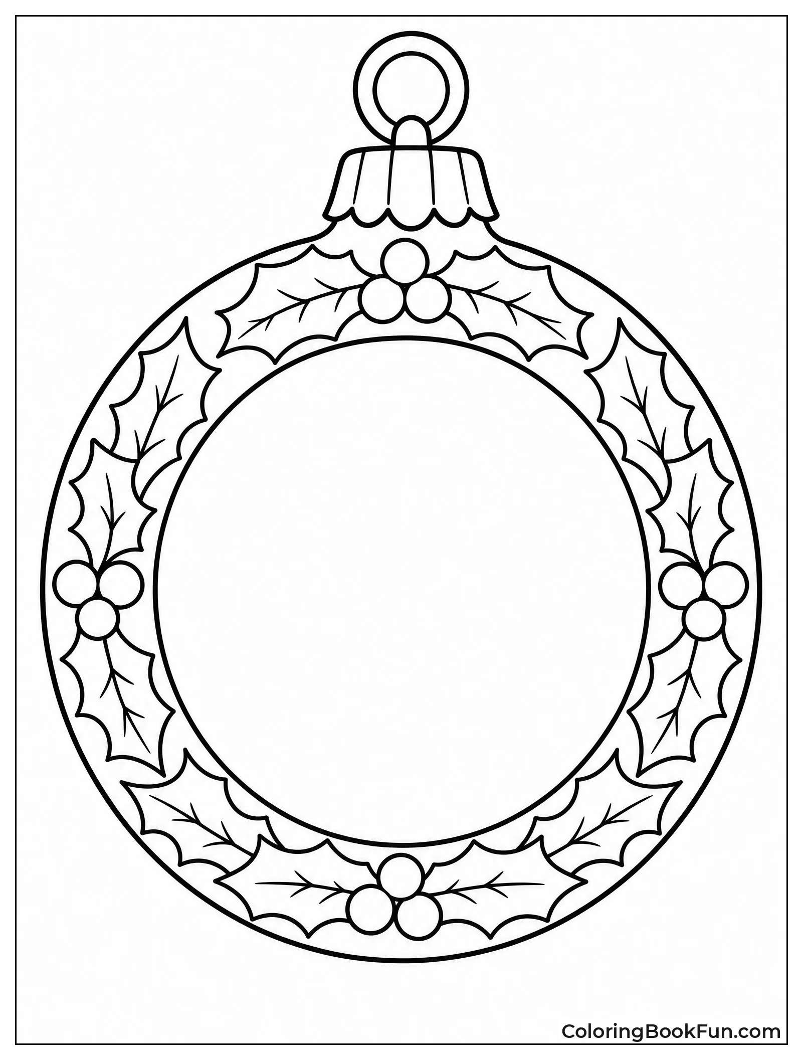 Picture Frame Ornament with Holly Border