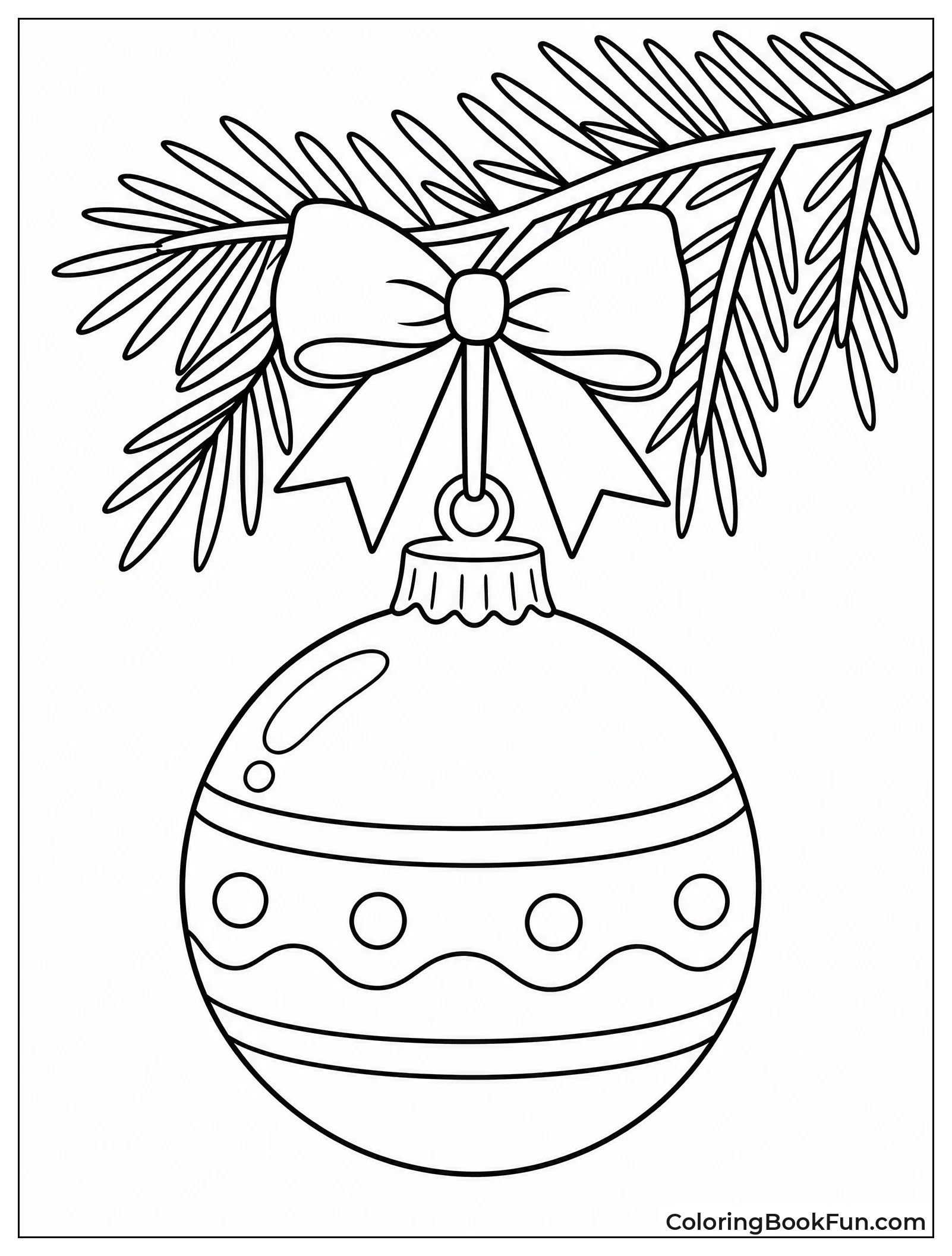 Shiny Bauble Hanging from Pine Branch