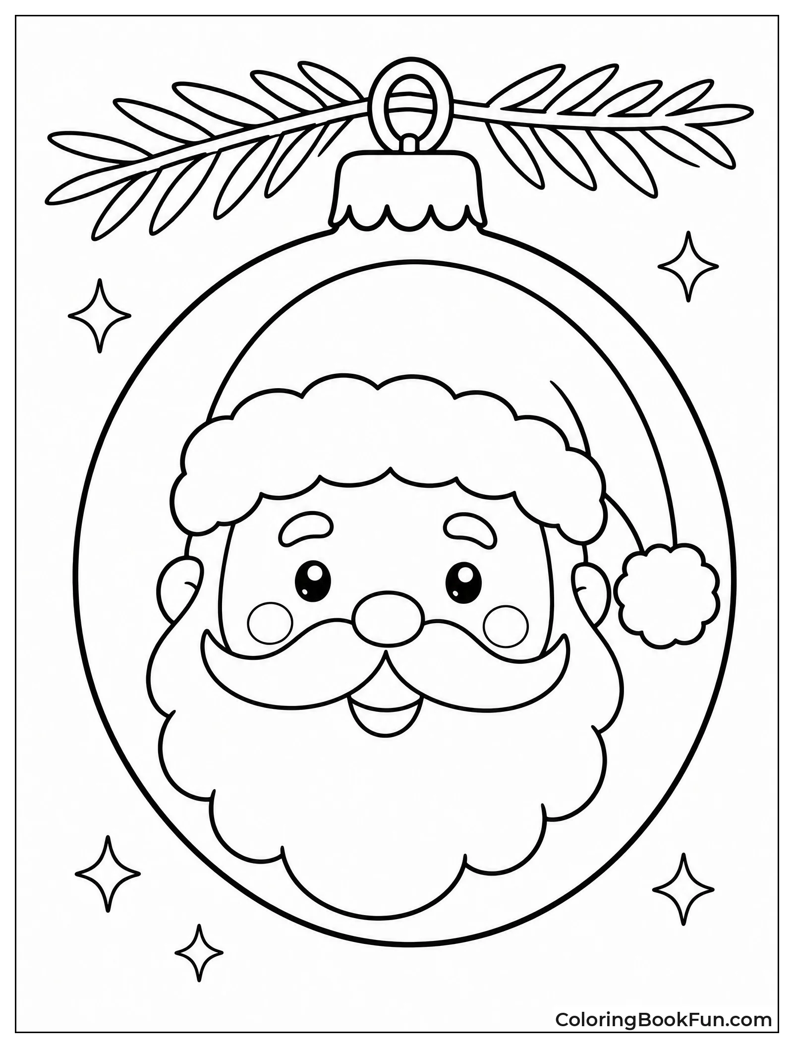 Cute Santa Face Smiling on Bauble