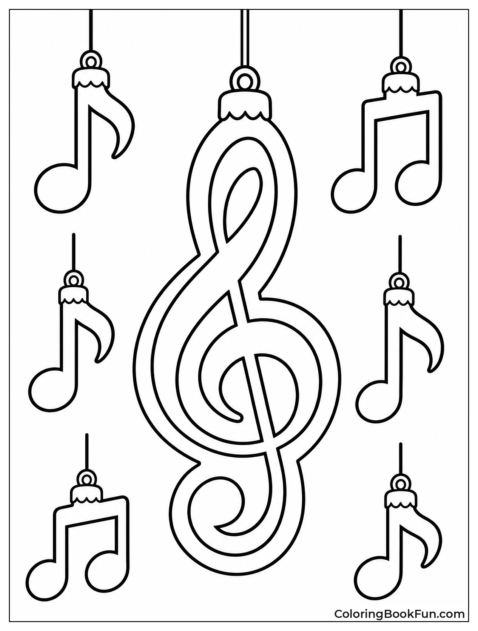Treble Clef Ornament with Notes