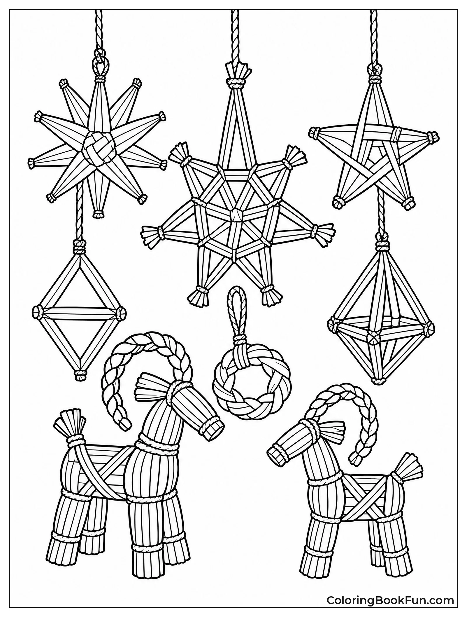 Woven Straw Stars and Goats
