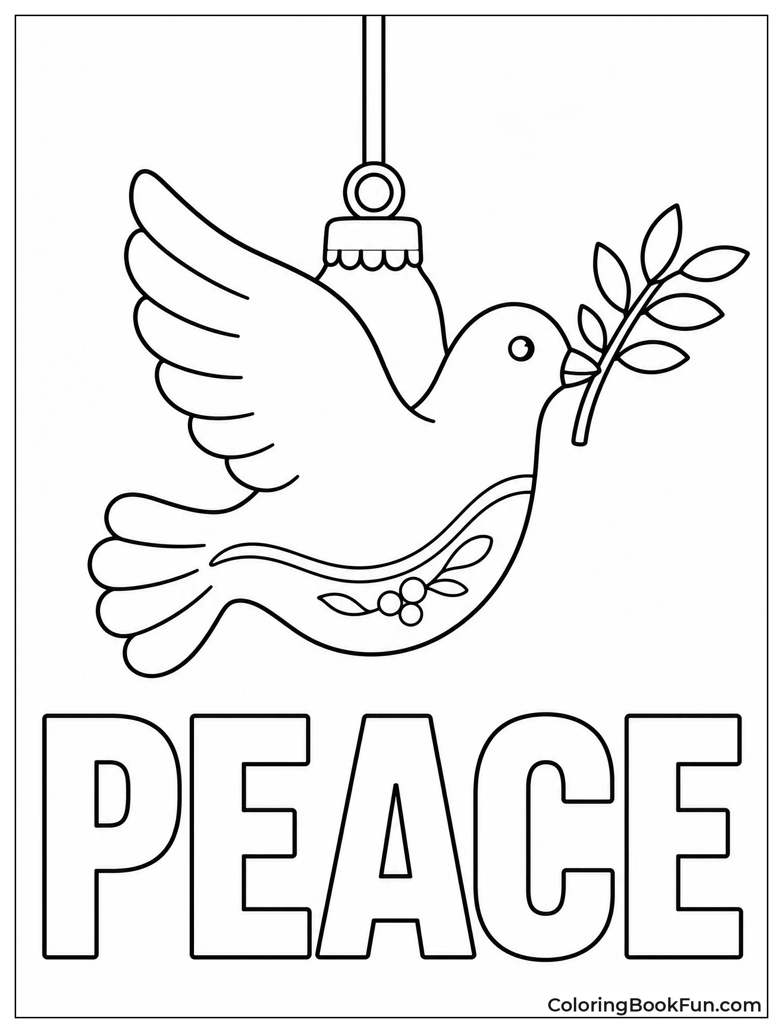 White Peace Dove Holding Olive Branch