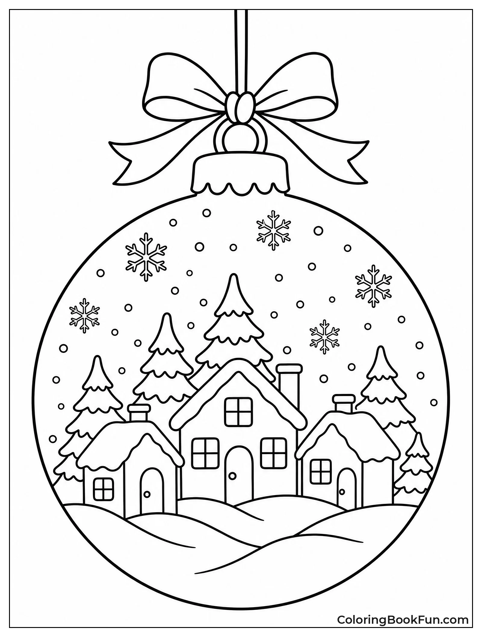 Snowy Village Inside Glass Ornament