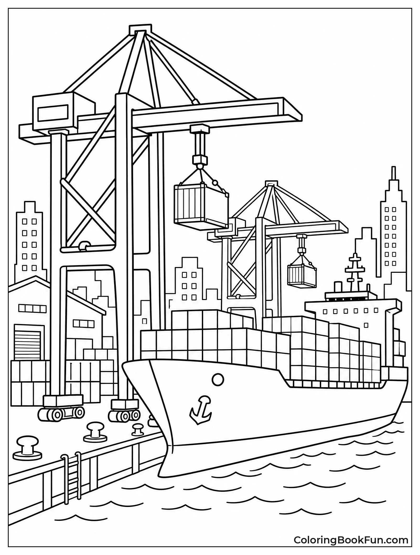 Cranes Loading Ships at the Port