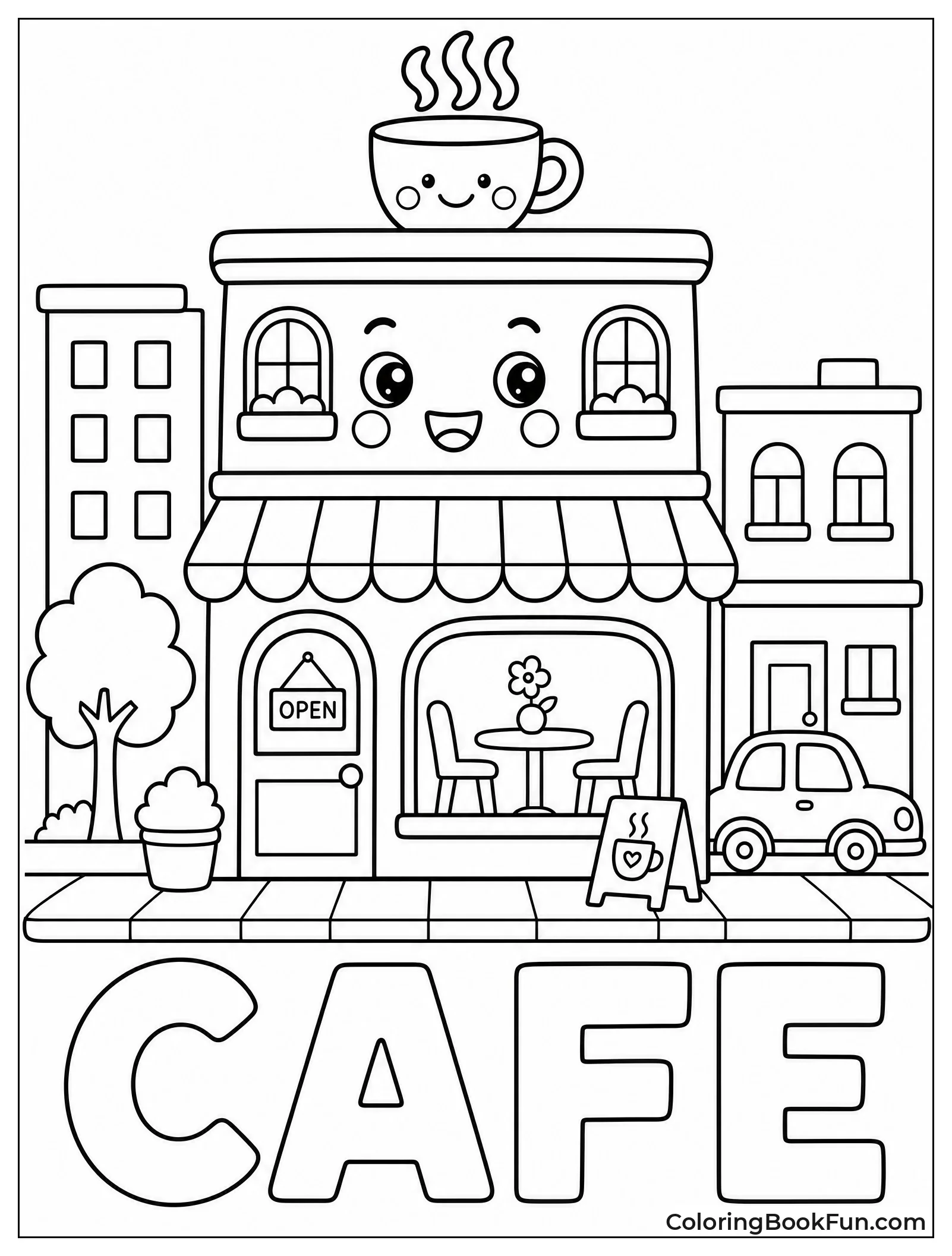 Cute Kawaii Coffee Shop With Steam