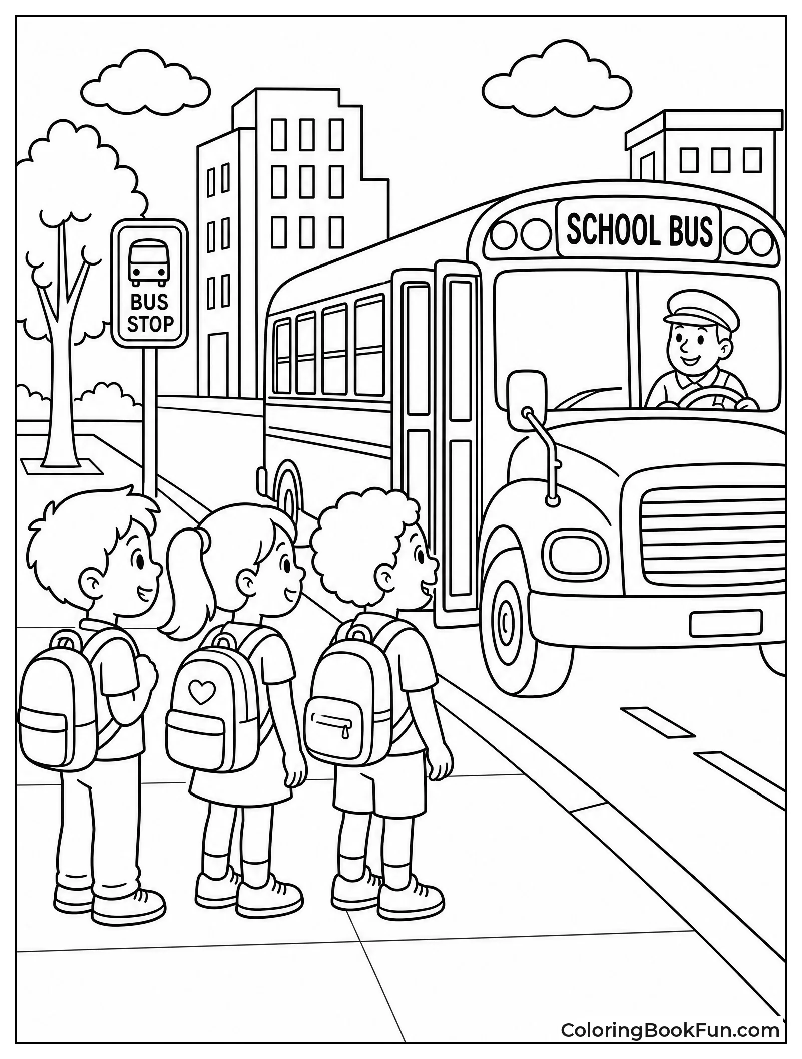 Kids Waiting for the School Bus