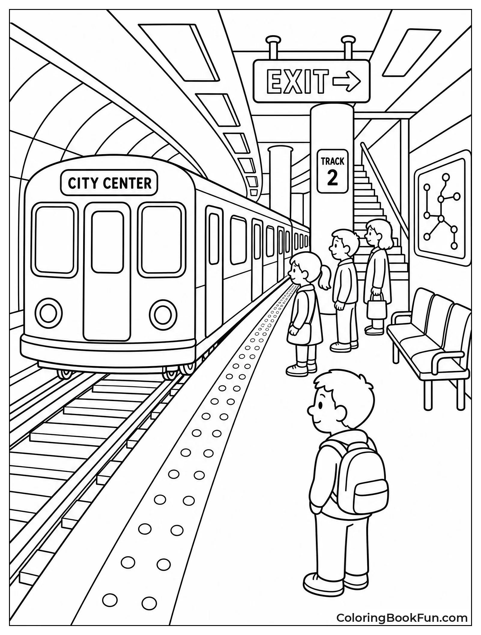 Underground Subway Station With Waiting Passengers