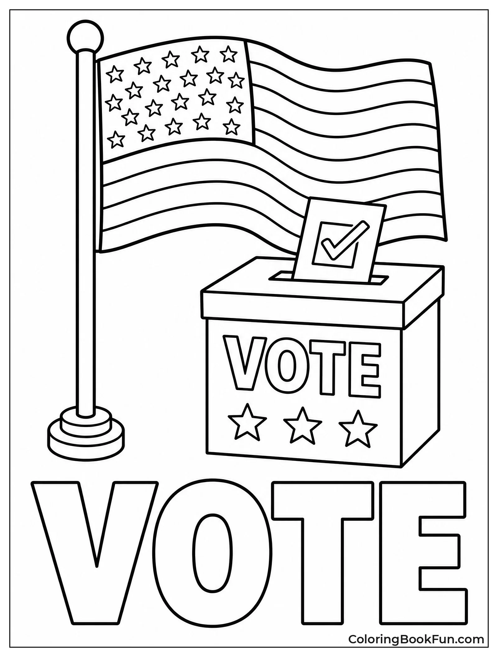 Flag Next to Ballot Box