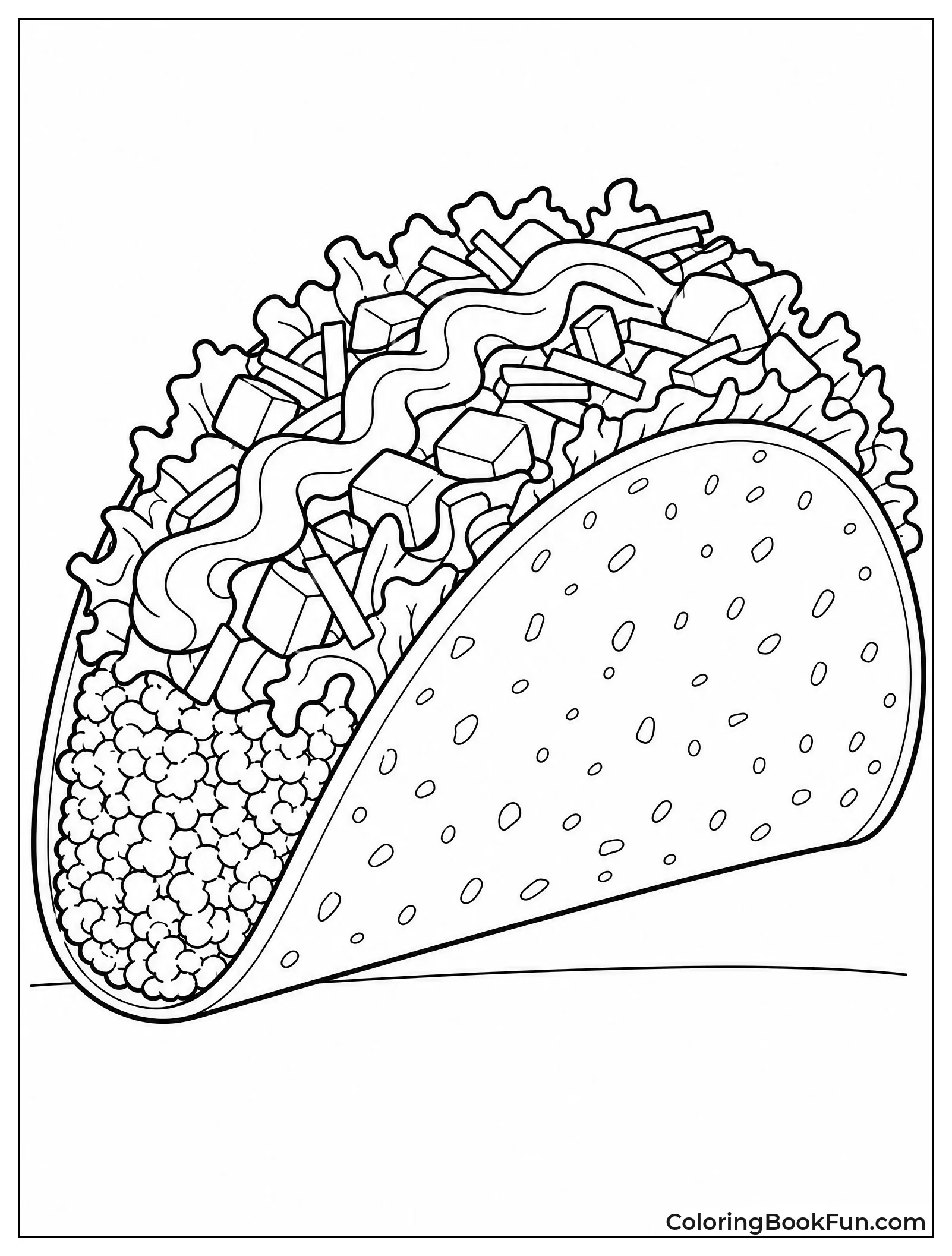 Crunchy Taco Ready to Color