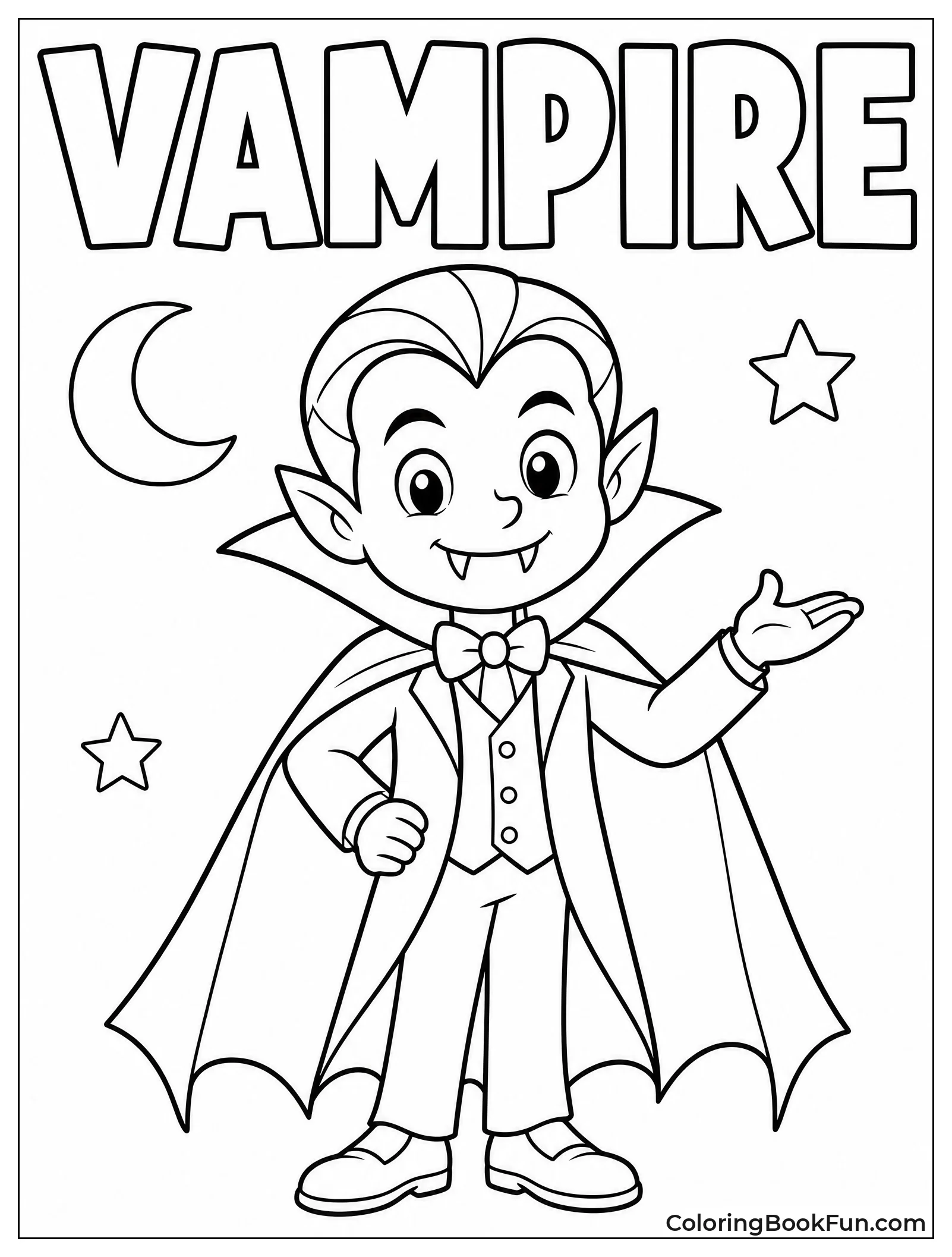 Regal Vampire Smiling with Fangs