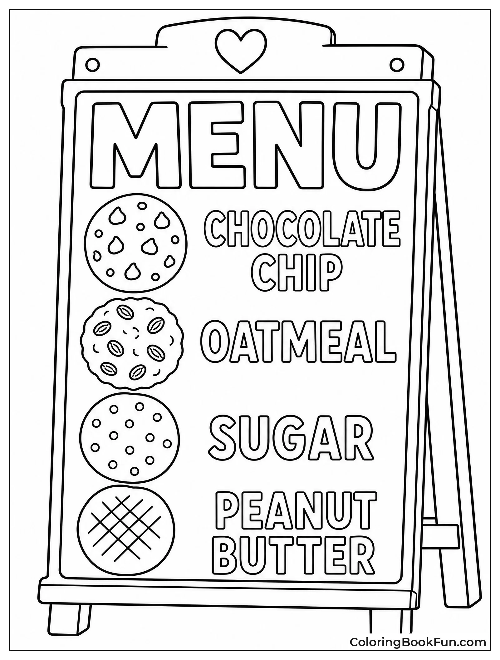 Chalkboard Showing Cookie Menu Items