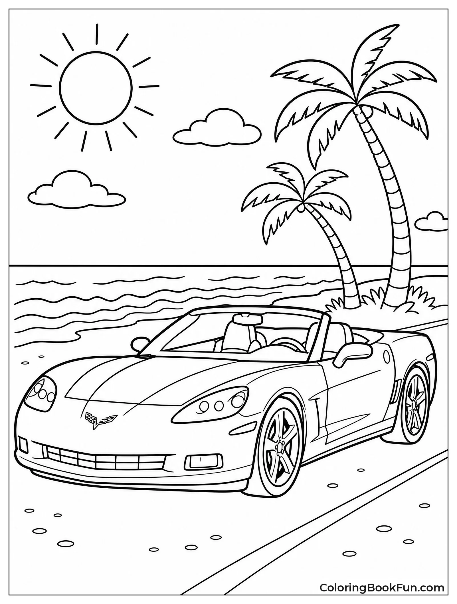 Corvette Cruising along Beach Road