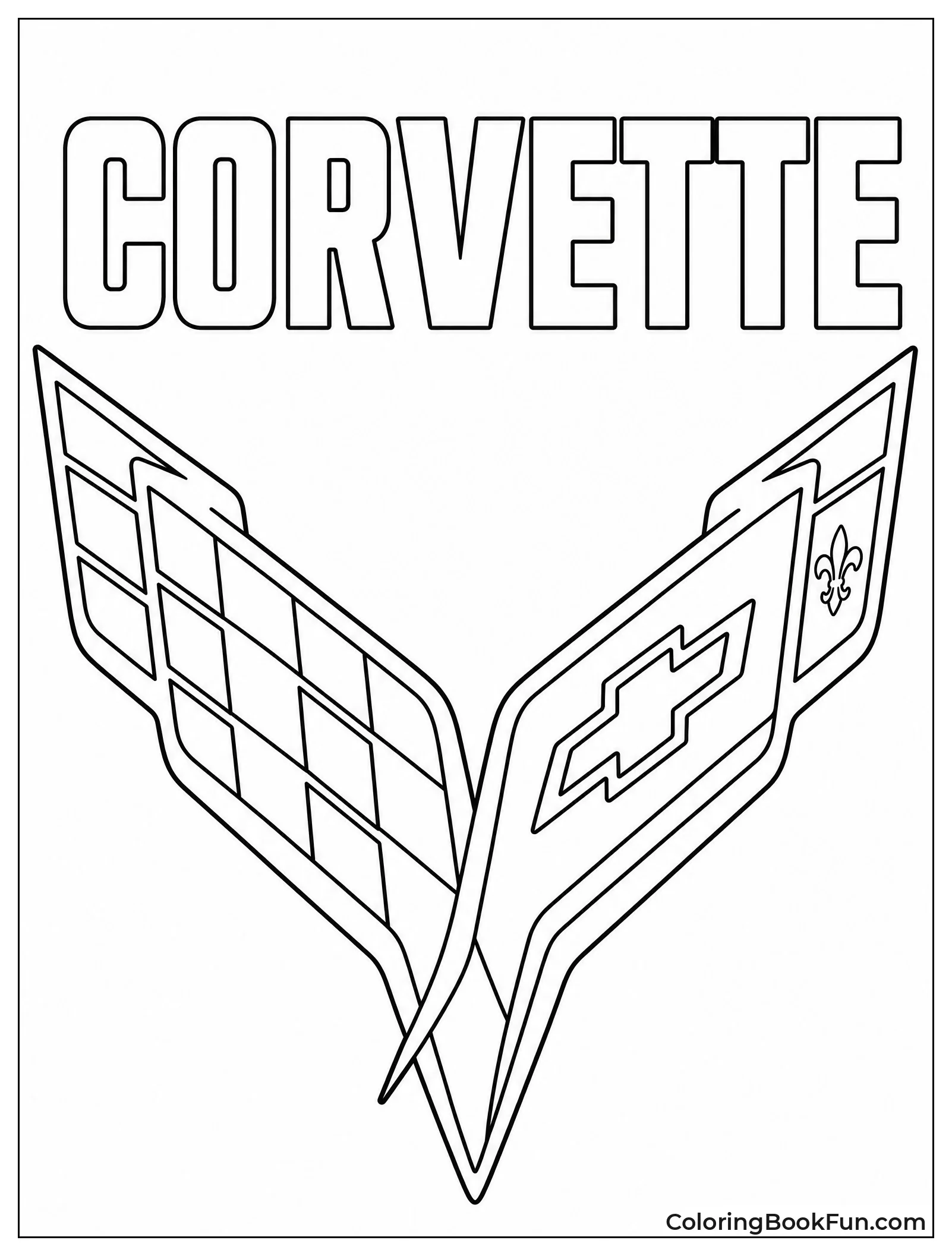 Large Corvette Crossed Flags Logo