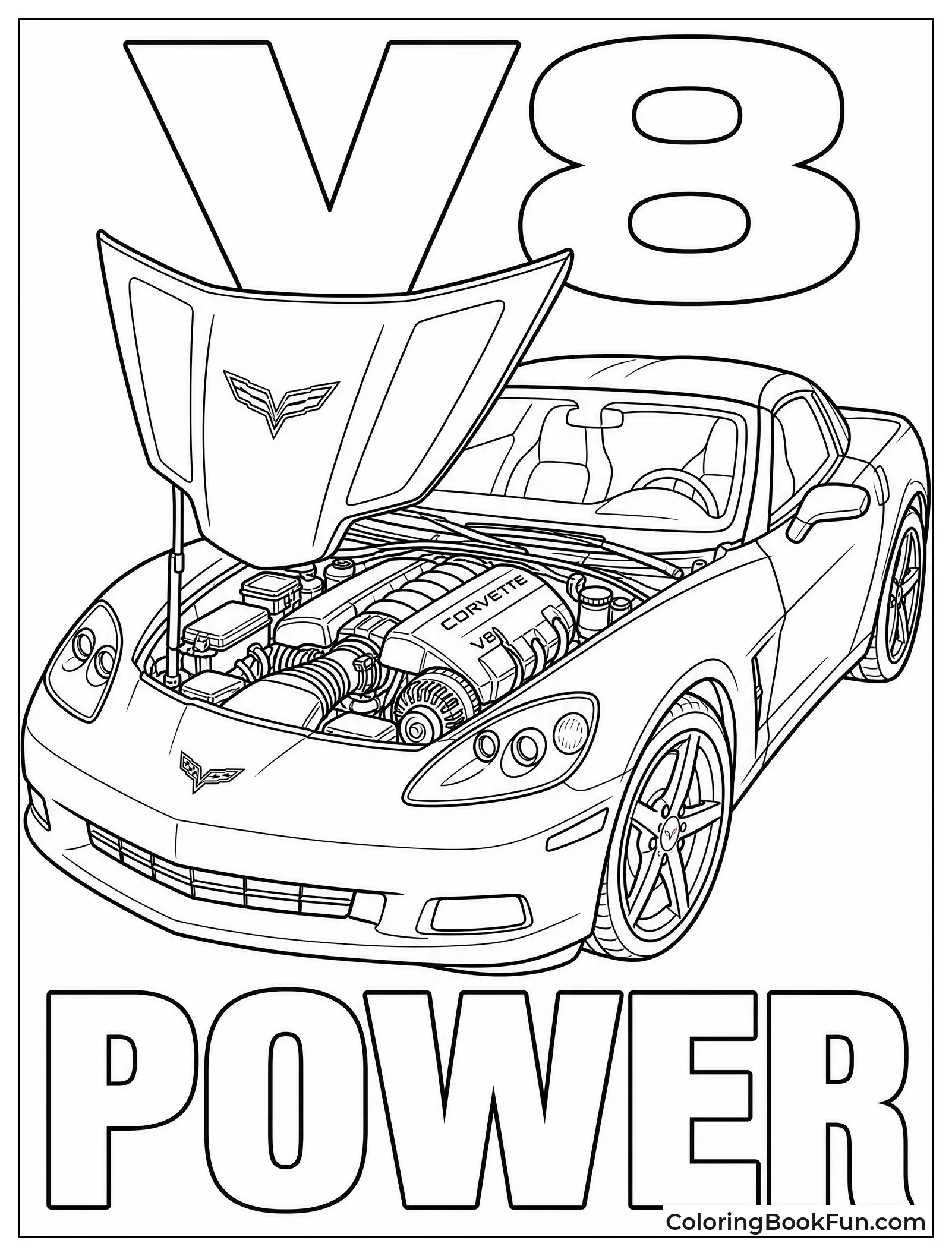 Open Hood Revealing Powerful Engine