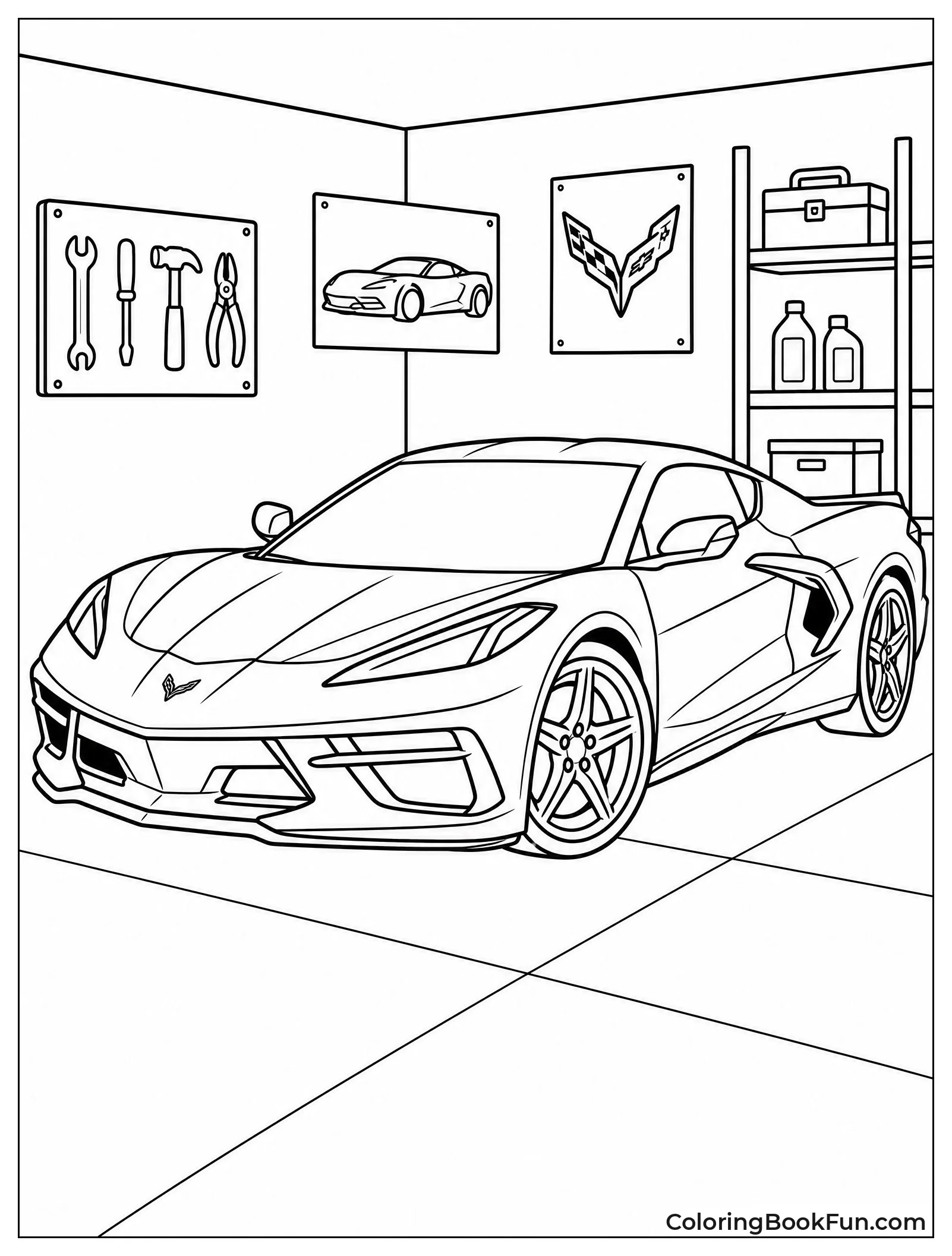 Corvette Parked Clean in Garage