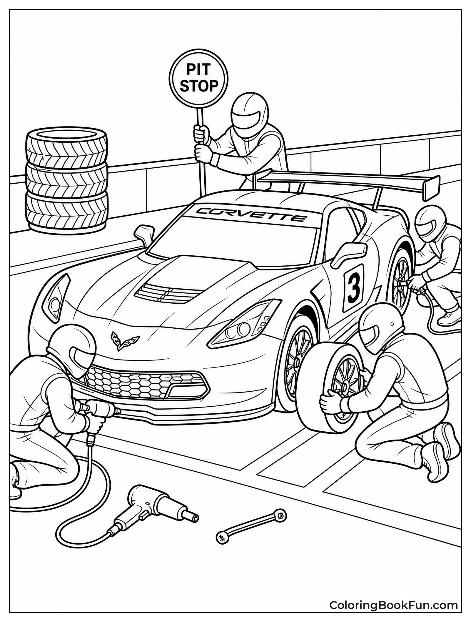 Crew Changing Tires at Pit
