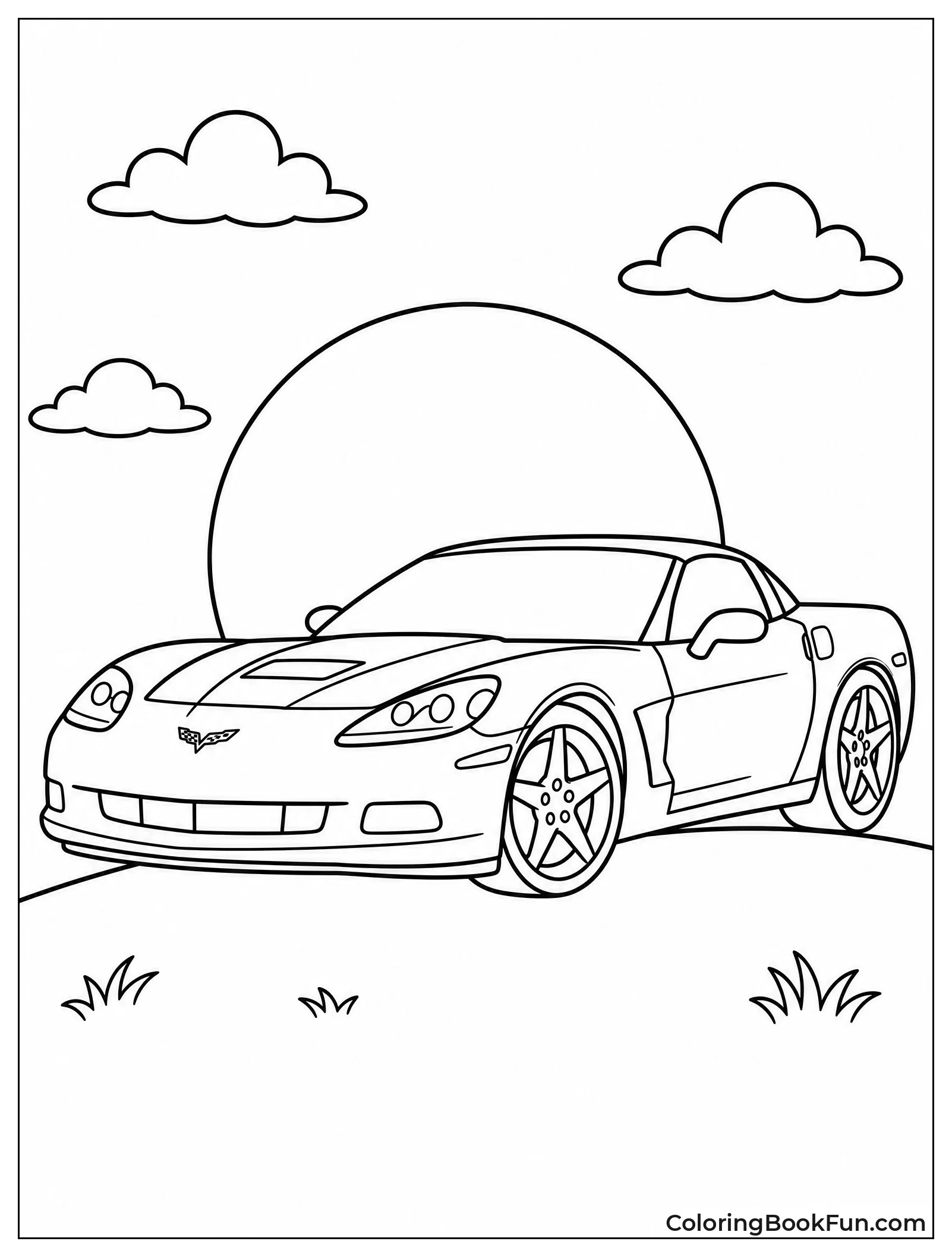 Corvette Silhouette against Setting Sun