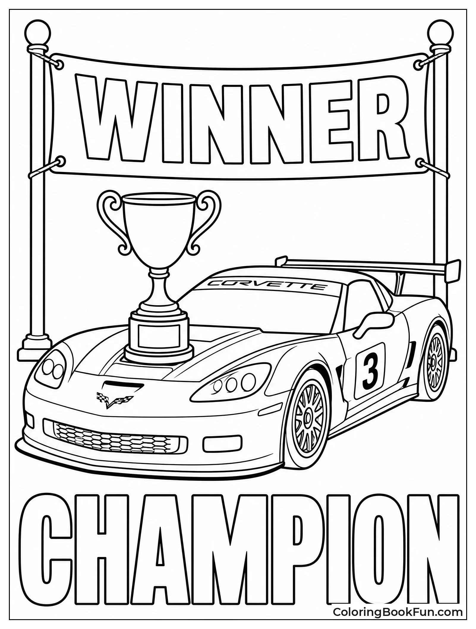 Winner Corvette with Big Trophy