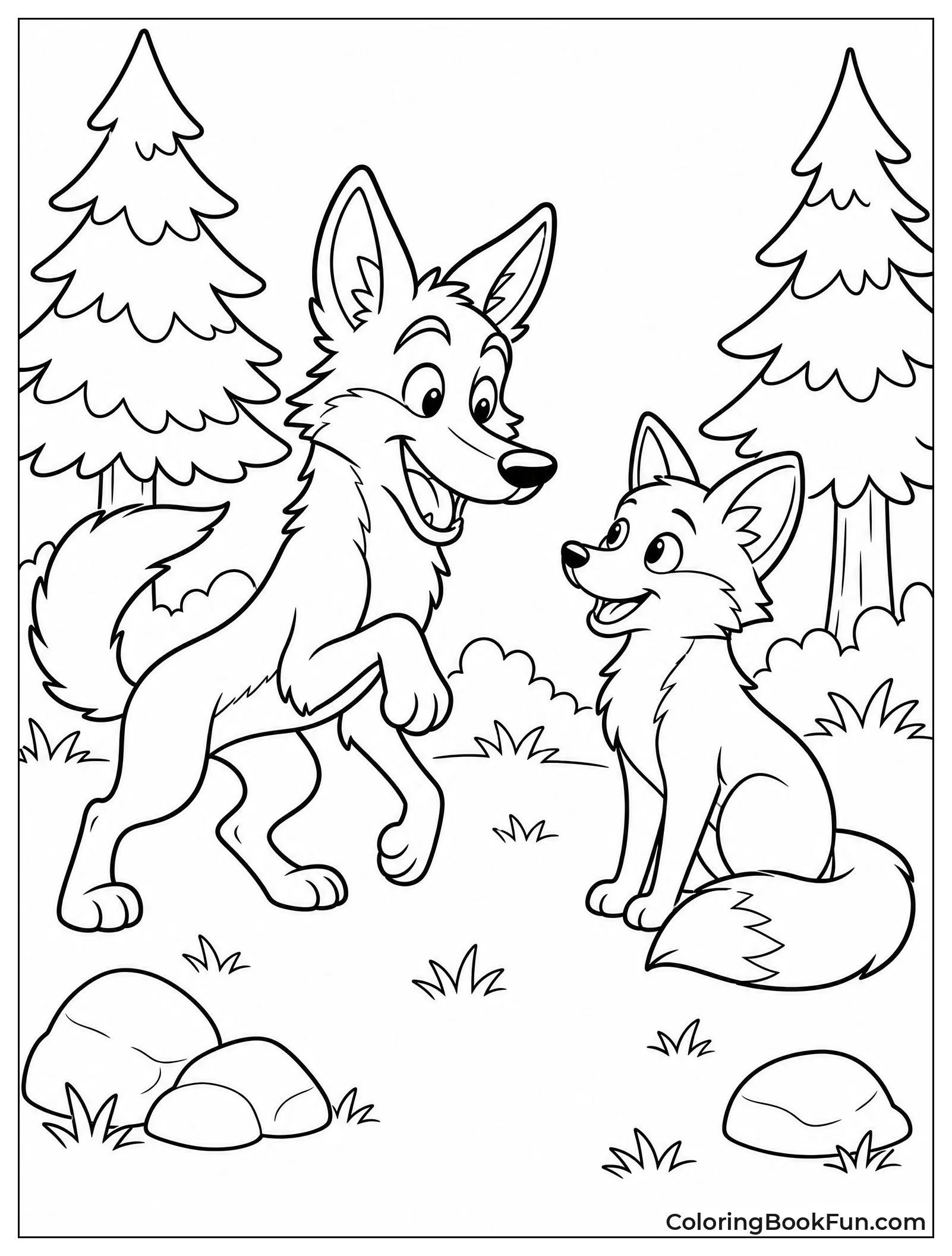 Coyote Playing with Fox Friend