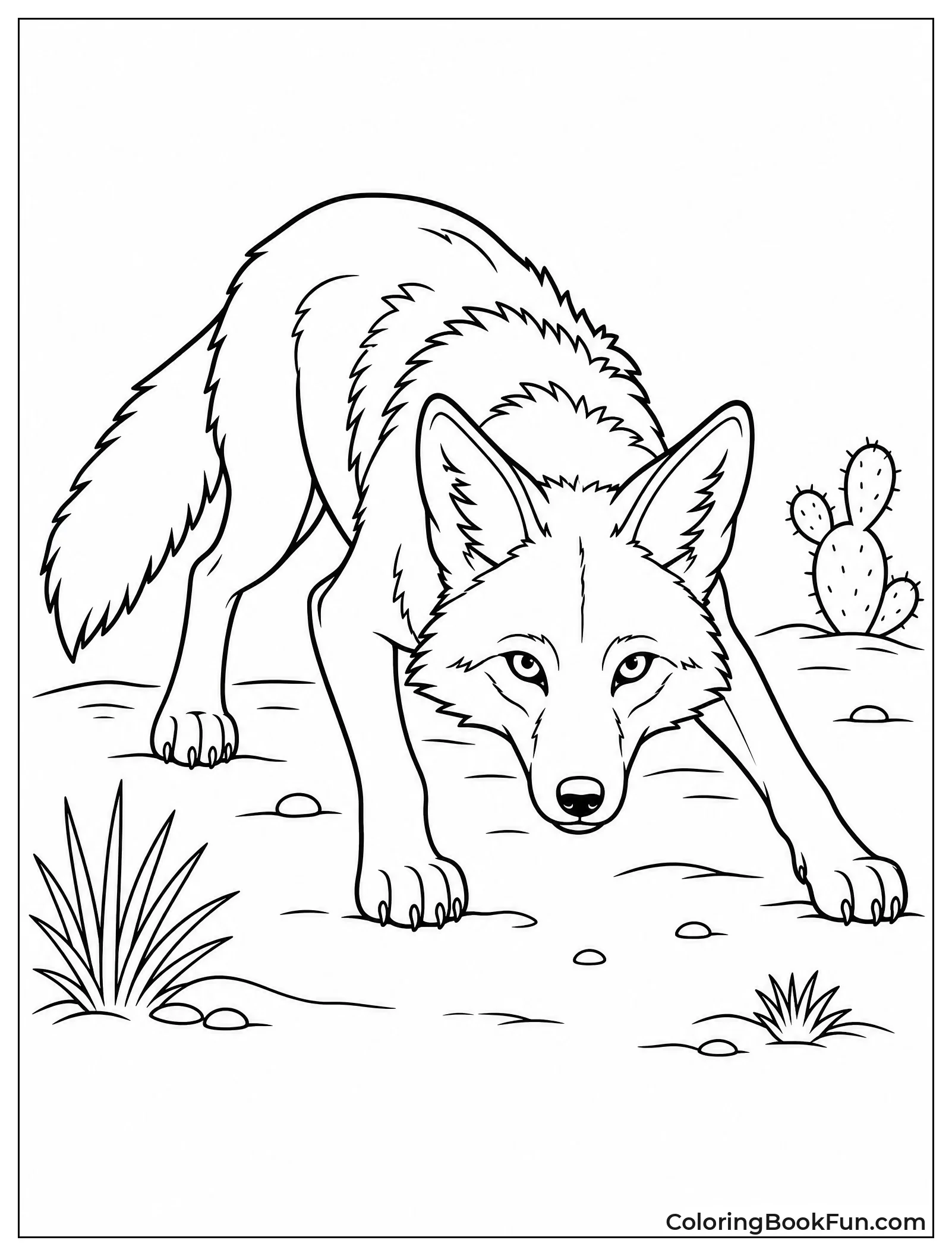 Coyote Crouching Ready to Pounce