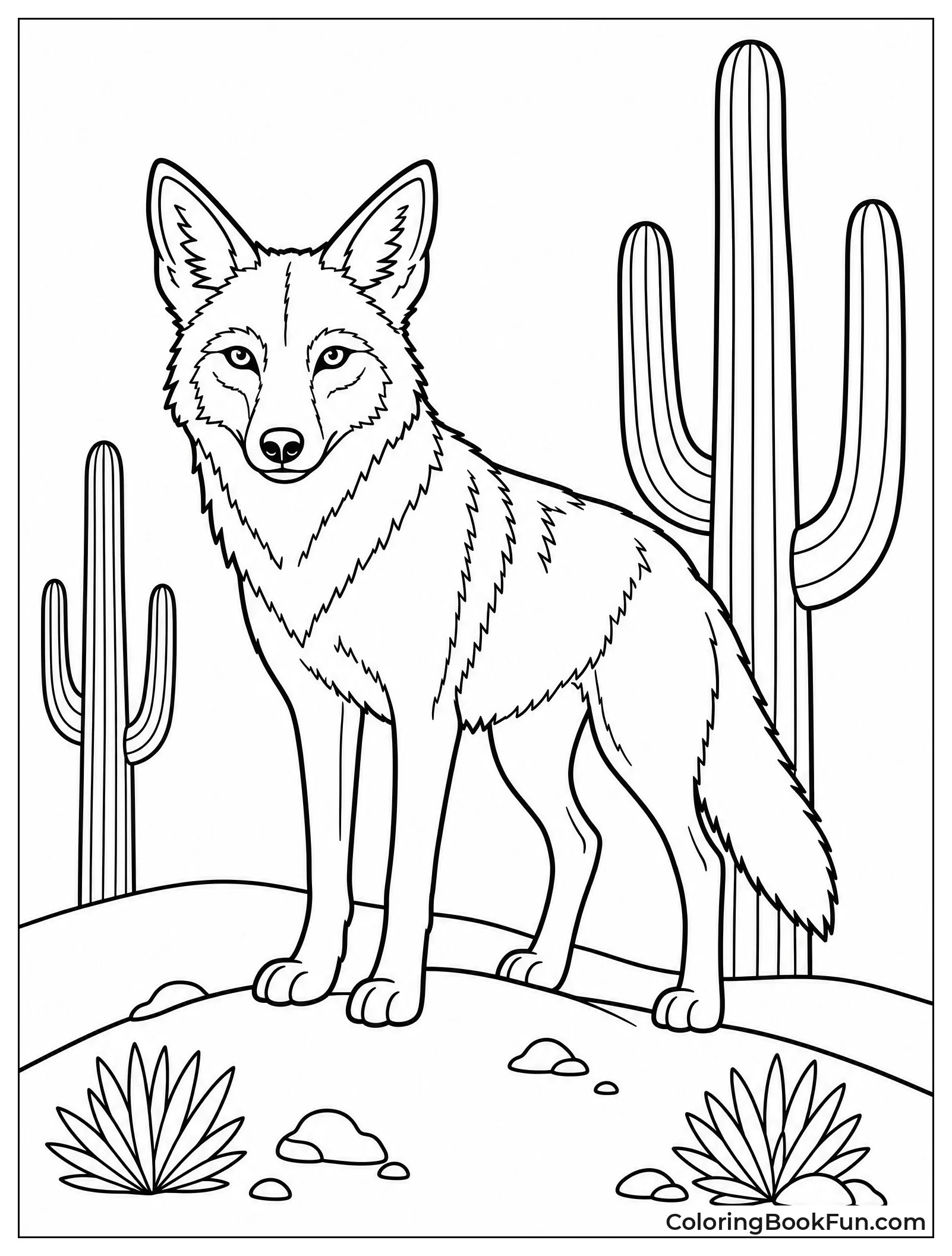 Coyote Standing on Sandy Dune