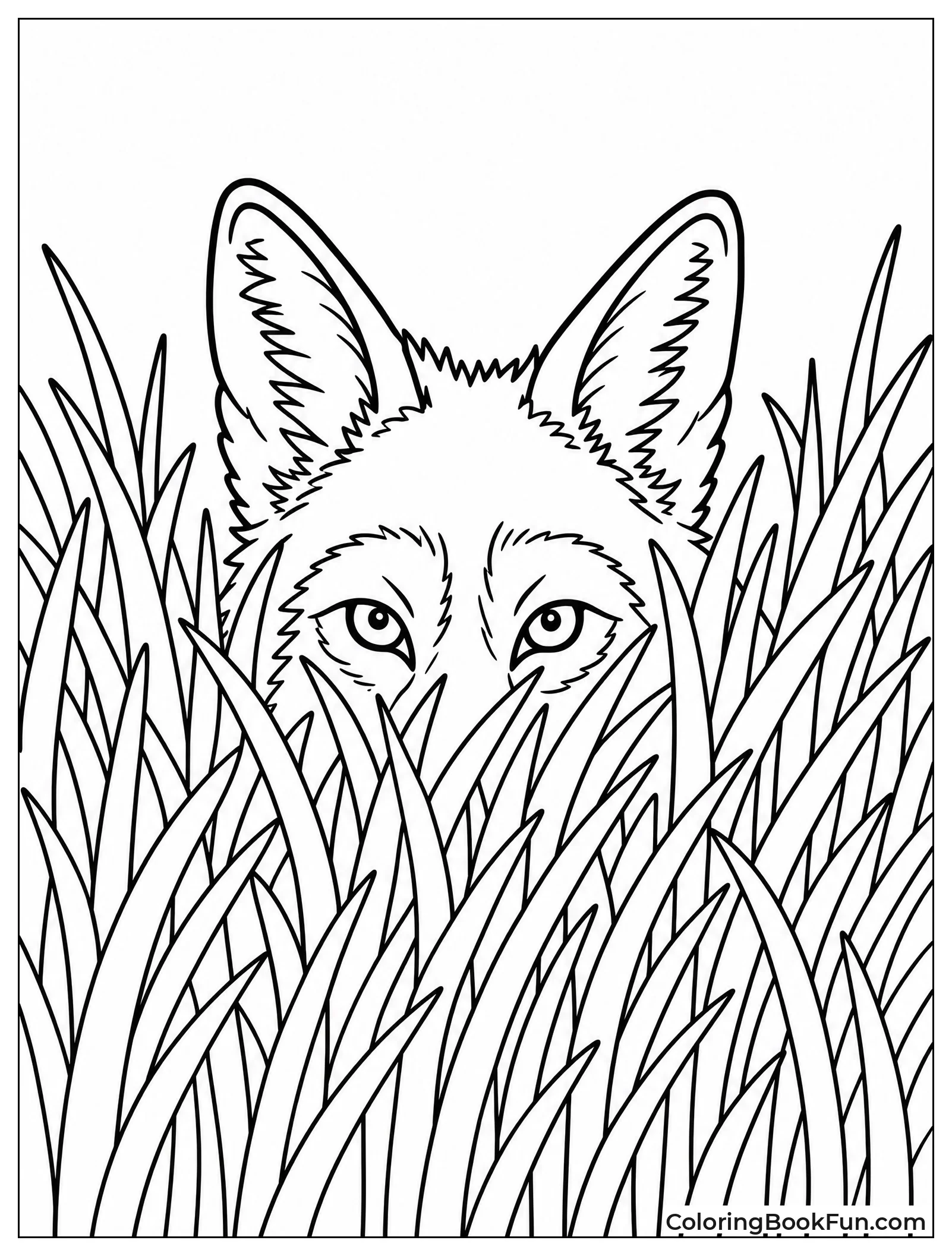 Coyote Hidden in Tall Grass