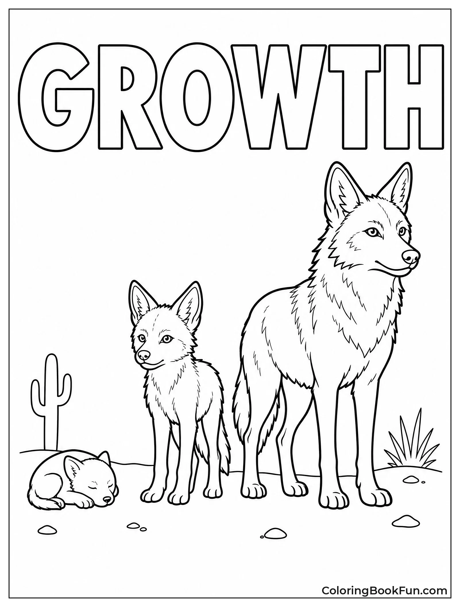 Three Coyote Growth Stages Shown