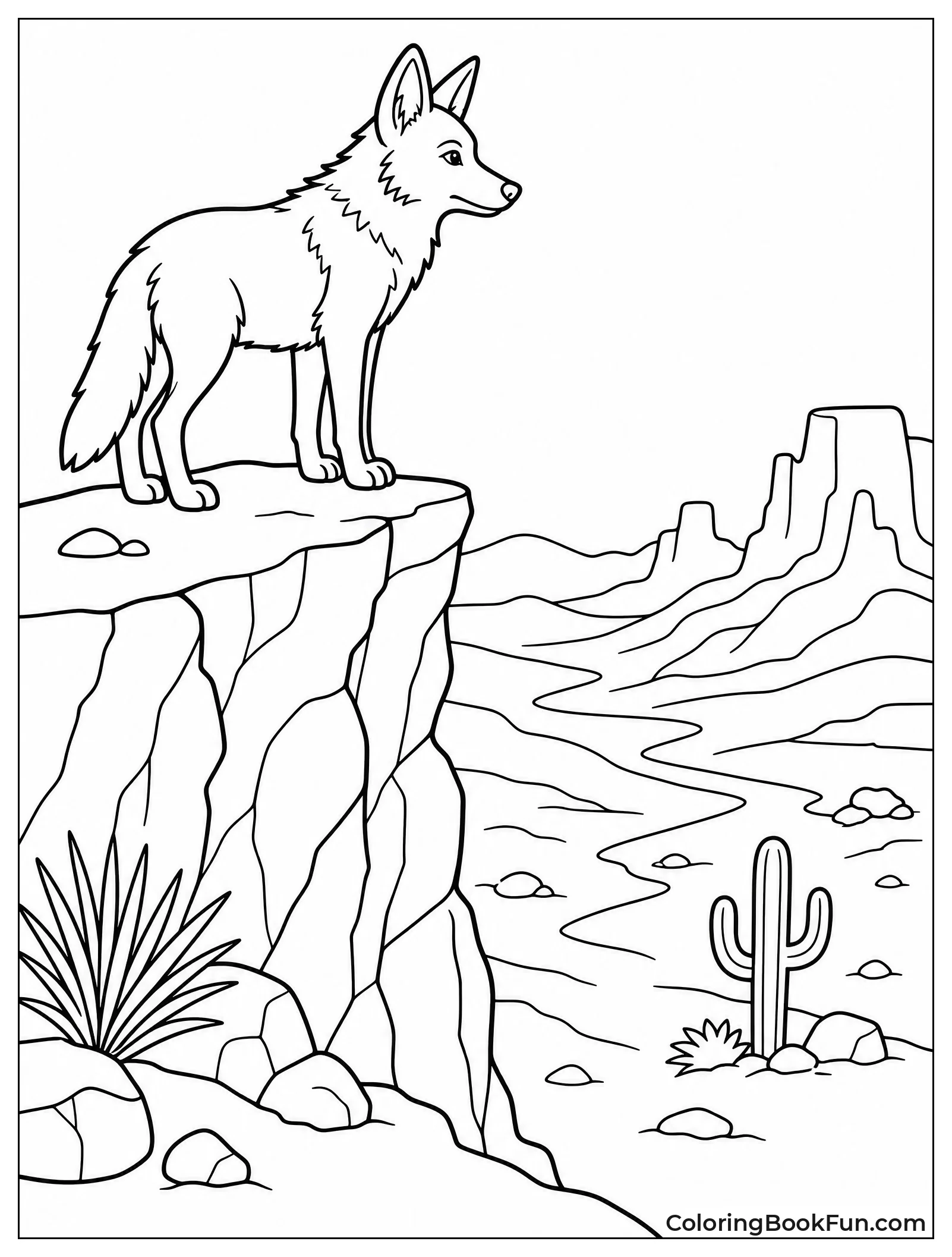 Coyote Looking Over Vast Valley