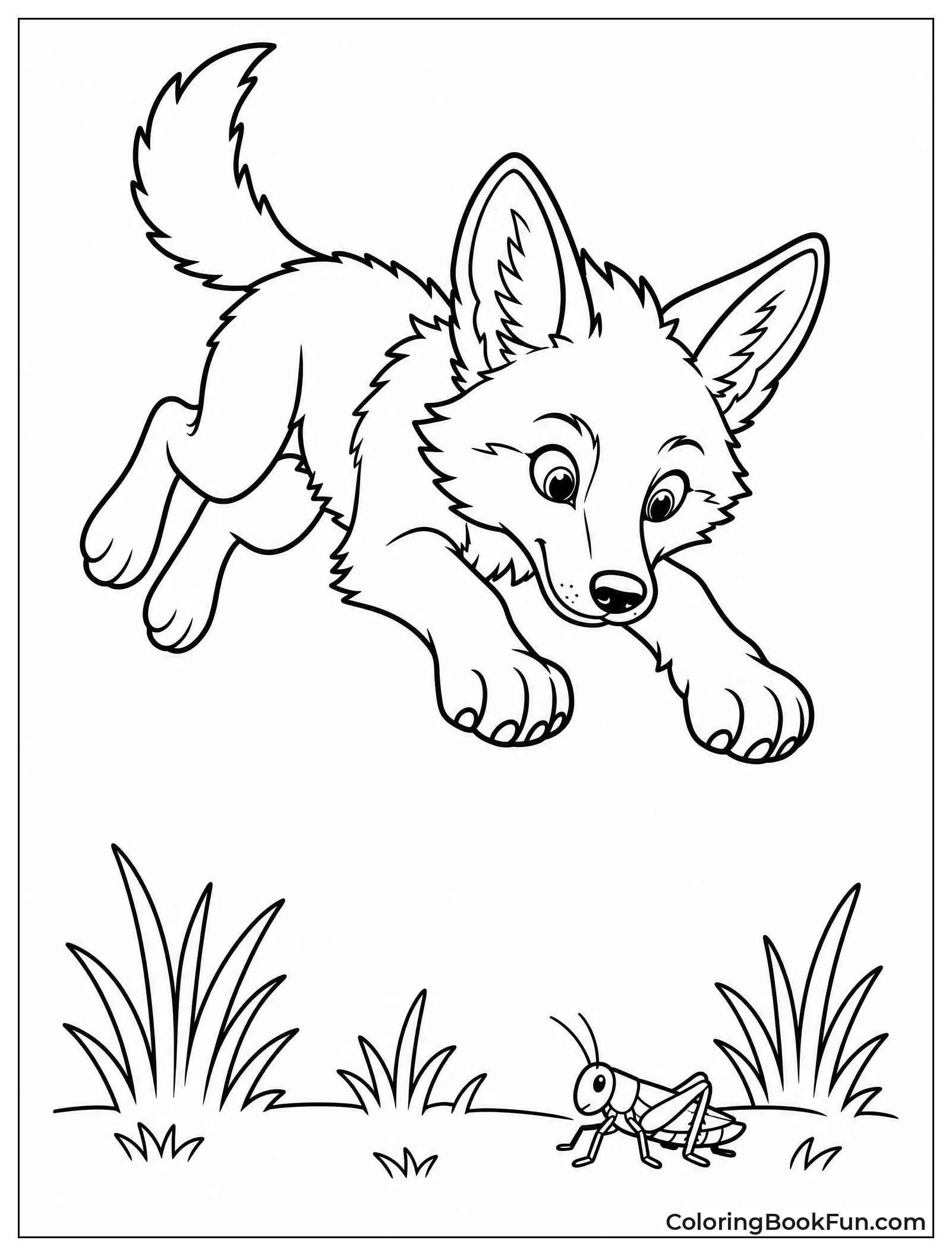 Coyote Leaping to Catch Grasshopper