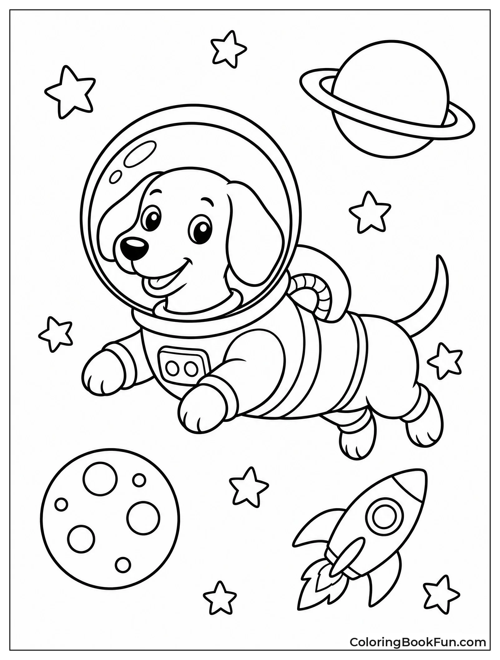 Dachshund Floats in Space Suit