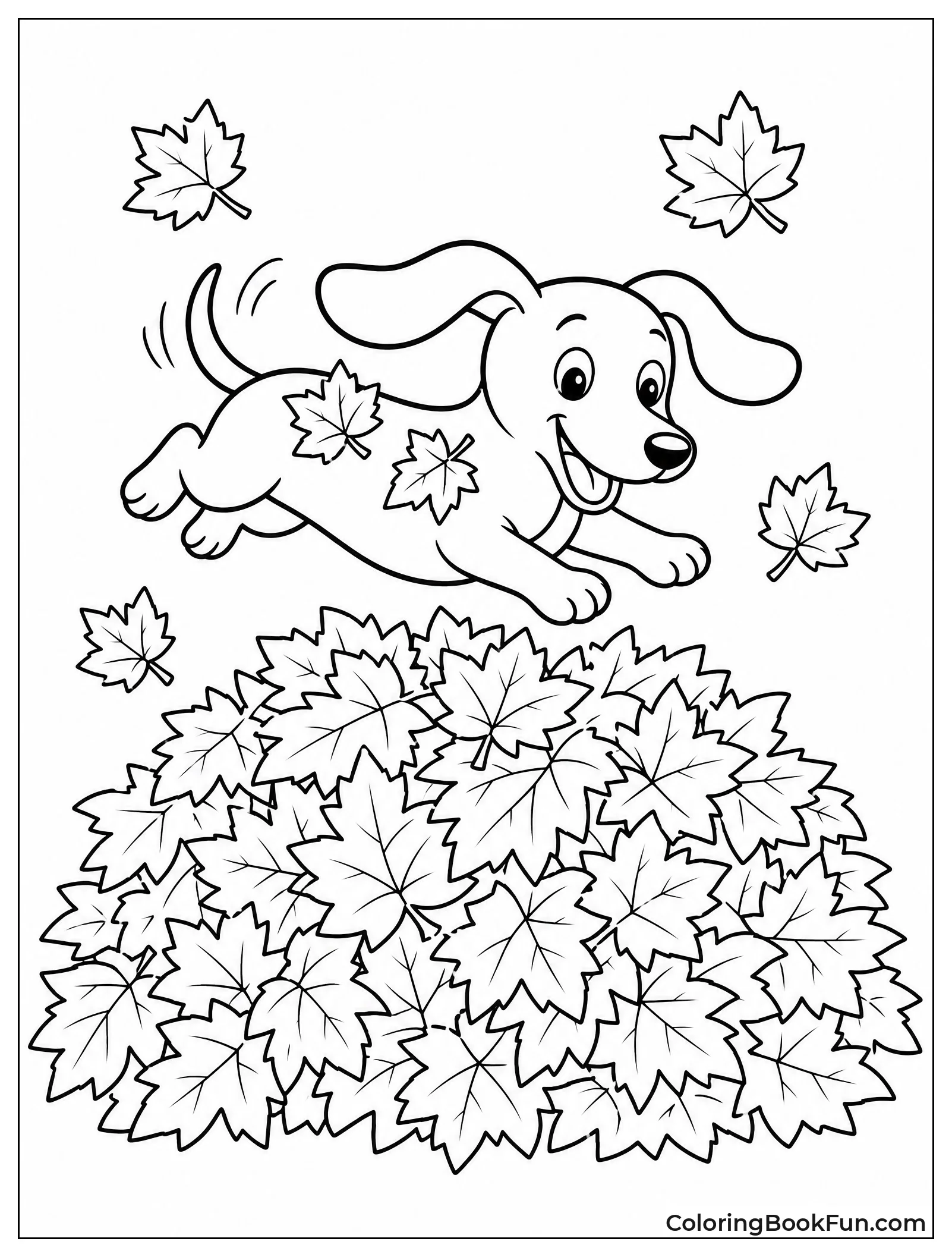 Dachshund Jumps in Leaves