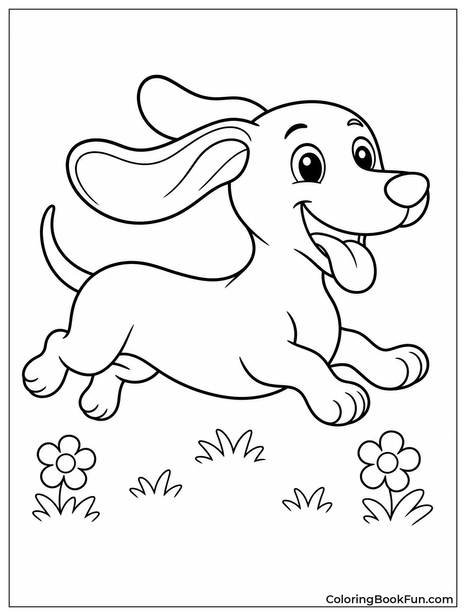 Cartoon Dachshund Runs Happily