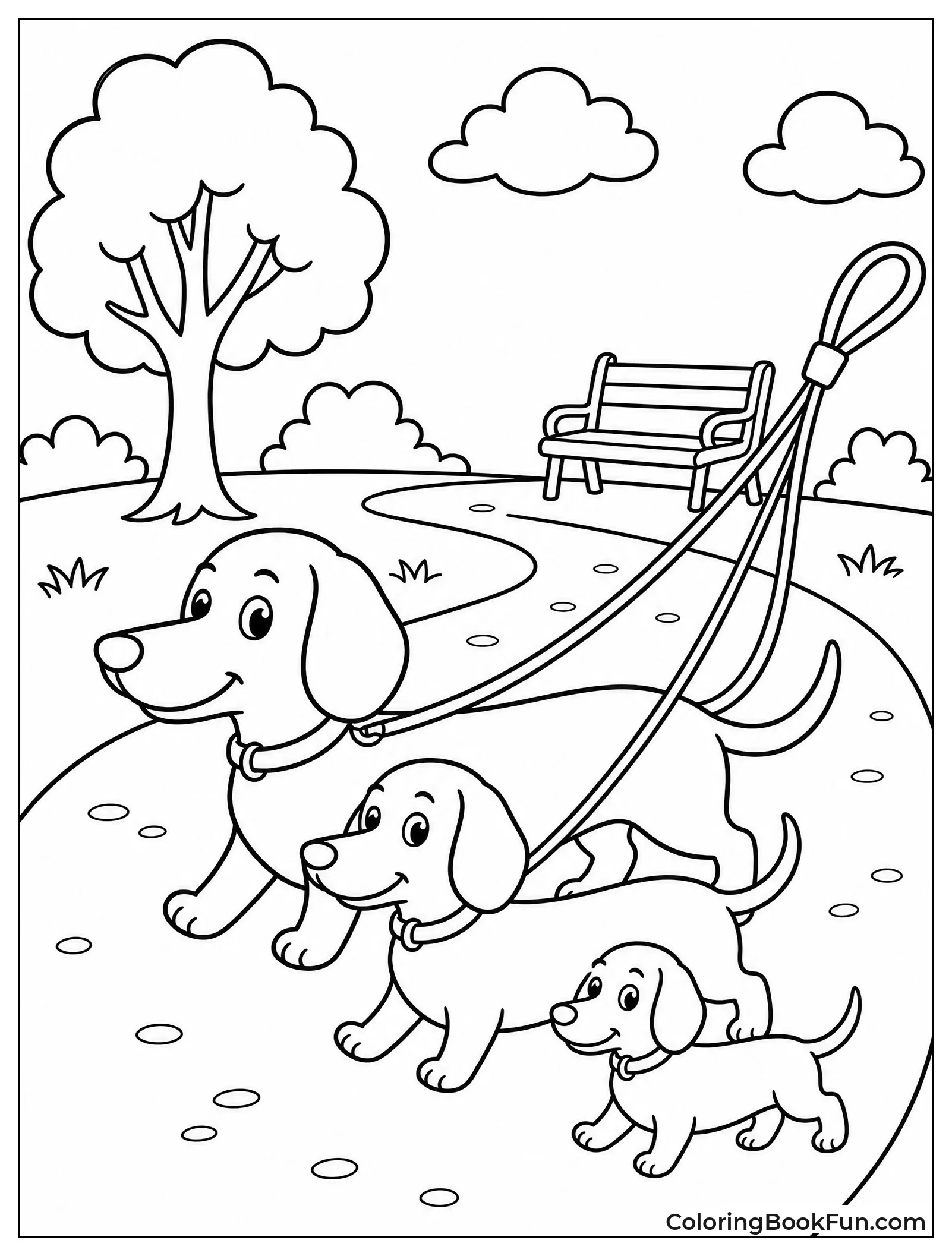 Three Dachshunds Walk Together