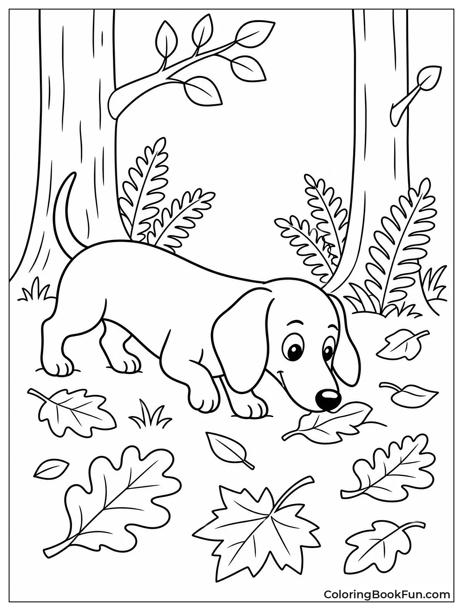 Dachshund Explores the Forest